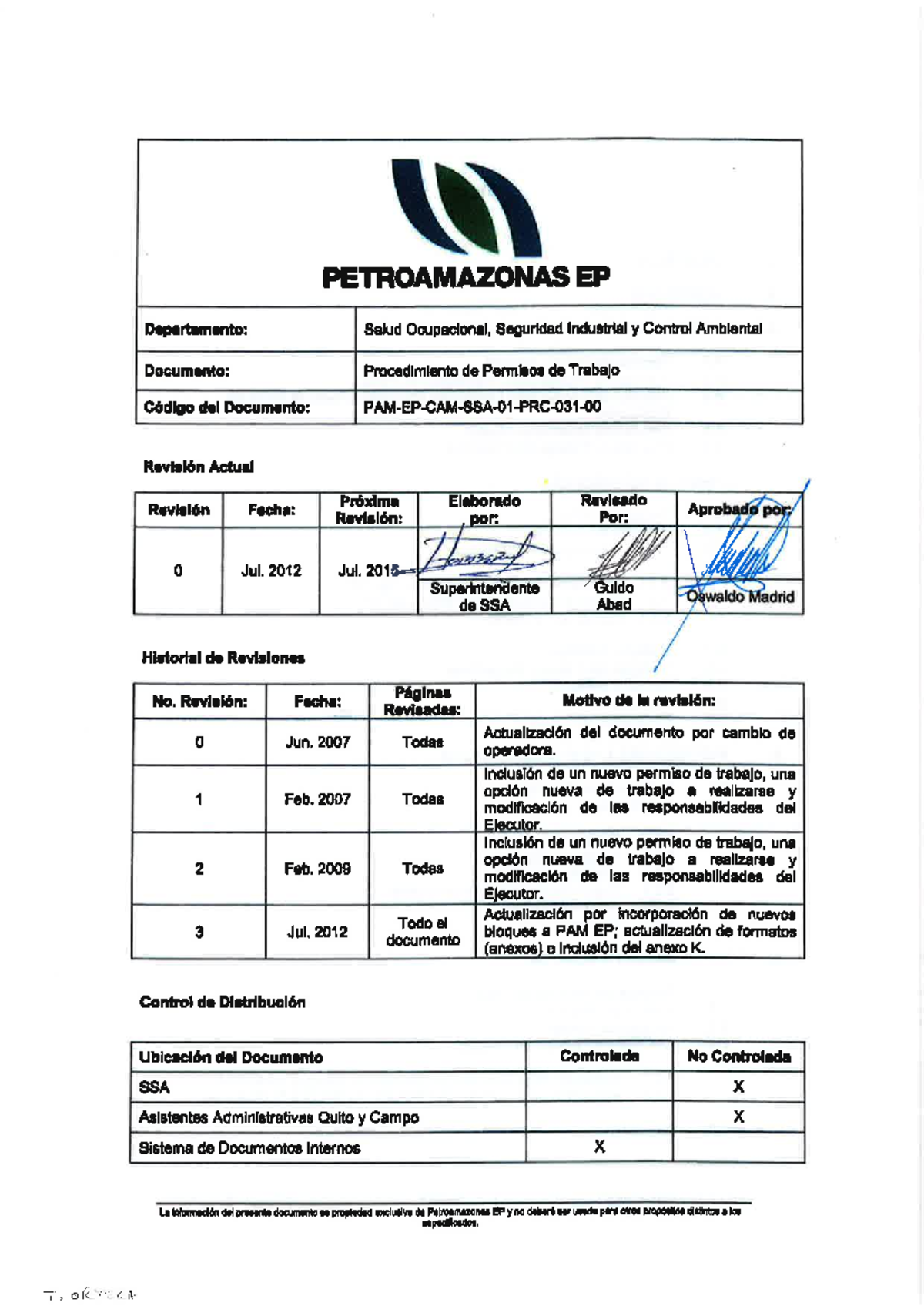 Procedimiento de Permisos de Trabajo en Petroamazonas EP - SSA - Document Preview