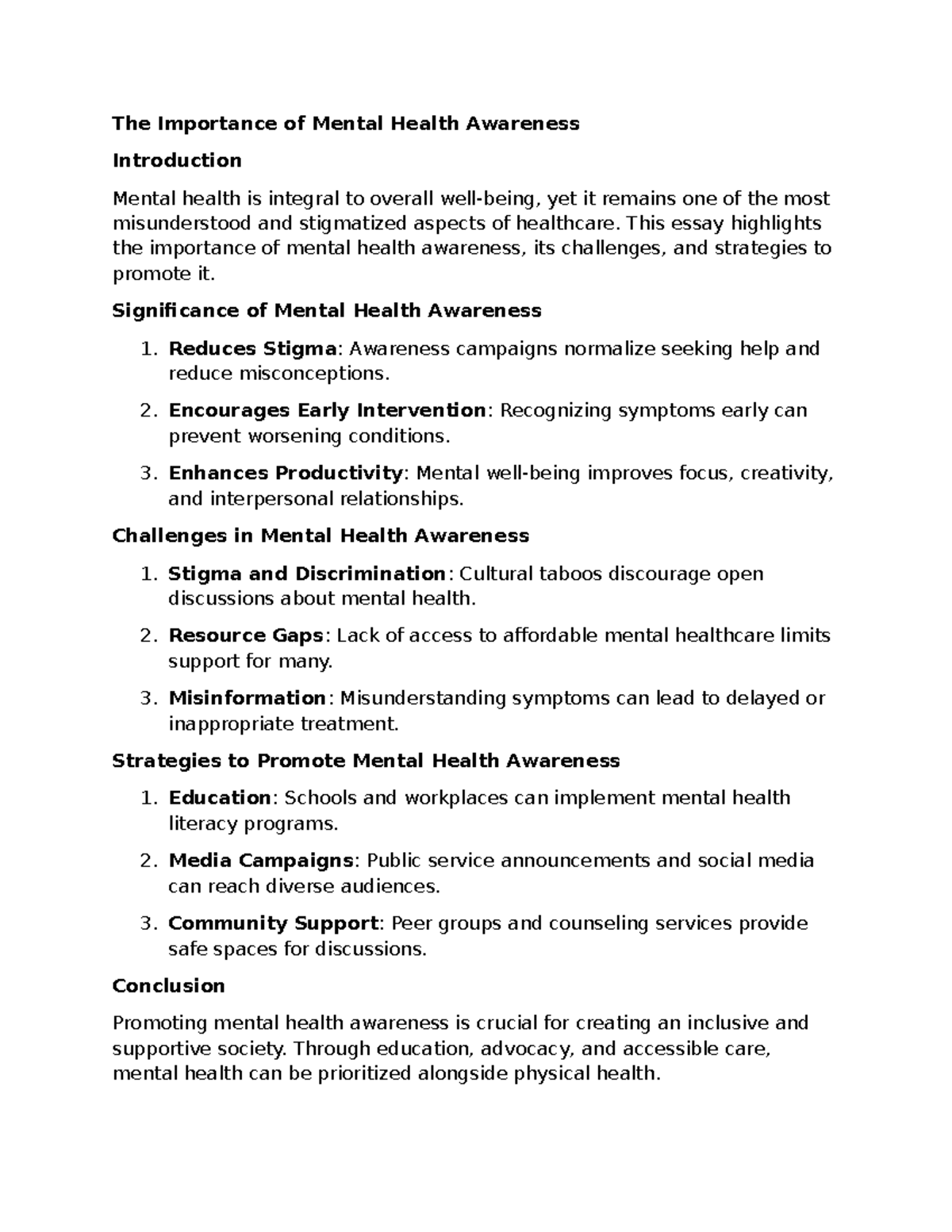 The Importance of Mental Health Awareness - The Importance of Mental ...