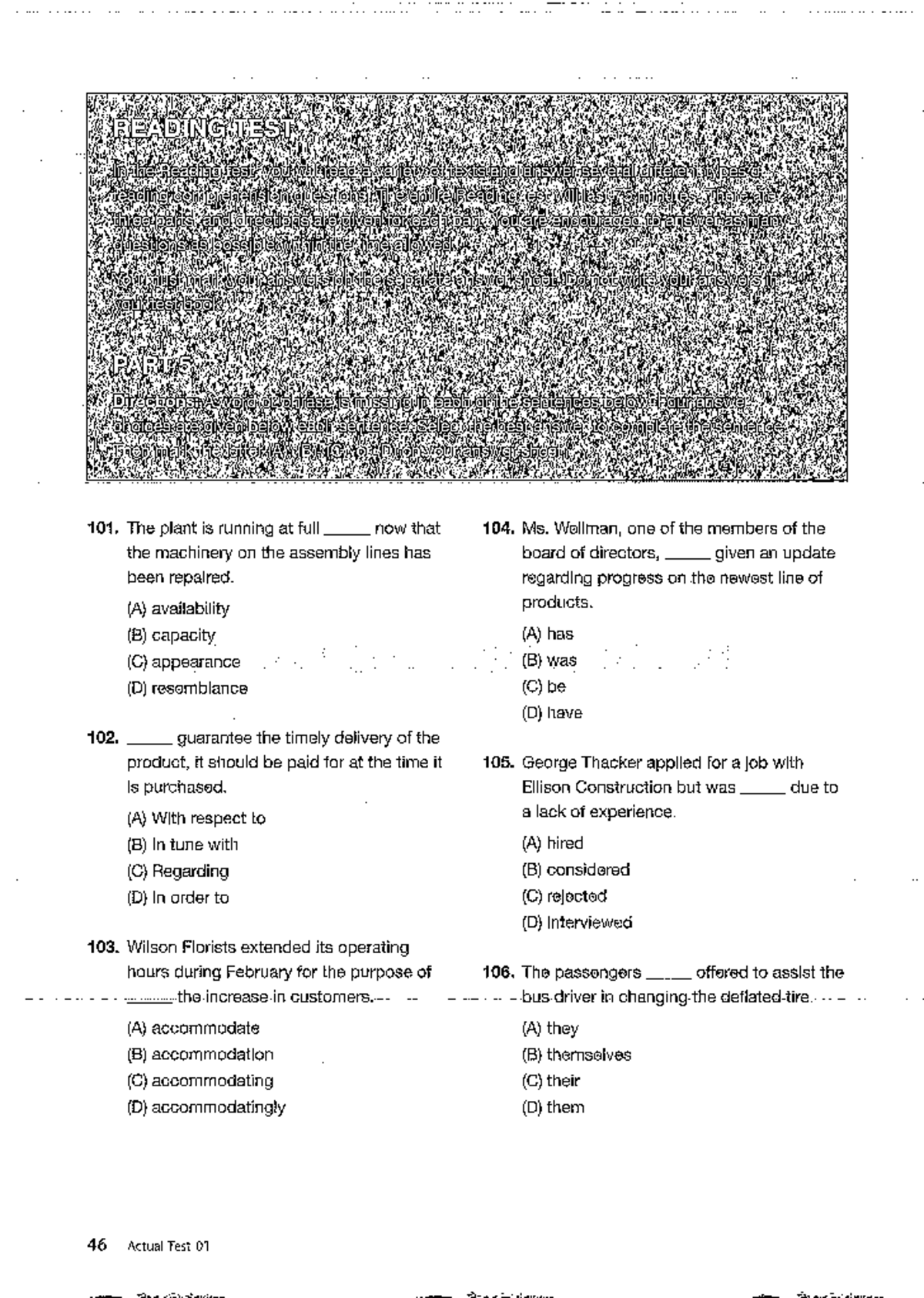 Reading Test Instructions and Sample Questions (N - tiếng anh) - Studocu