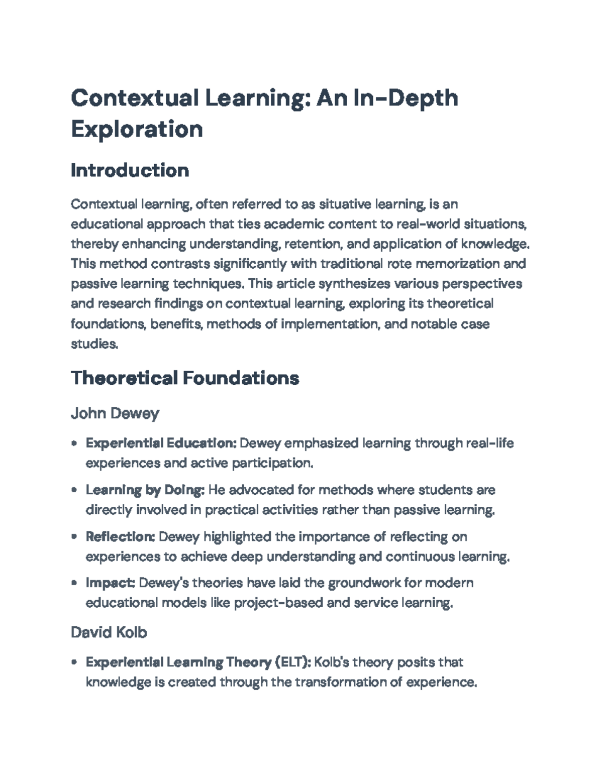 Contextual Learning: Theoretical Foundations and Practical Applications ...