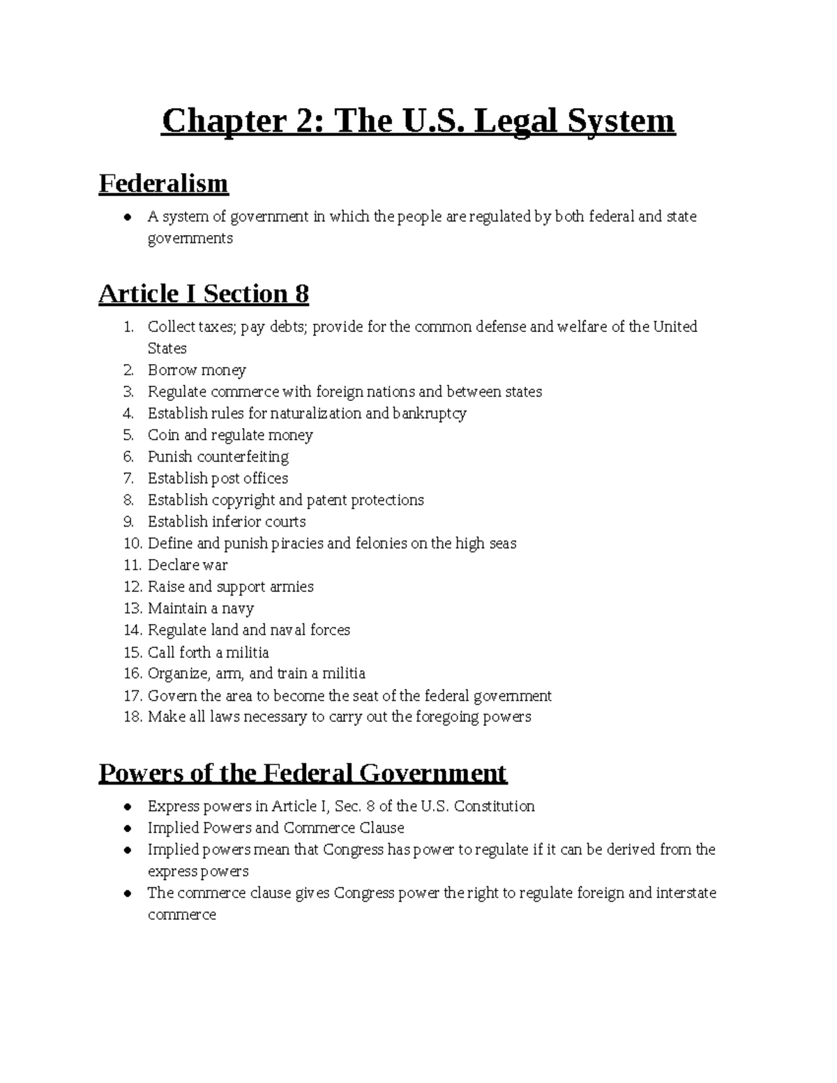 Chapter 2: Overview of the U.S. Legal System and Federalism Concepts ...