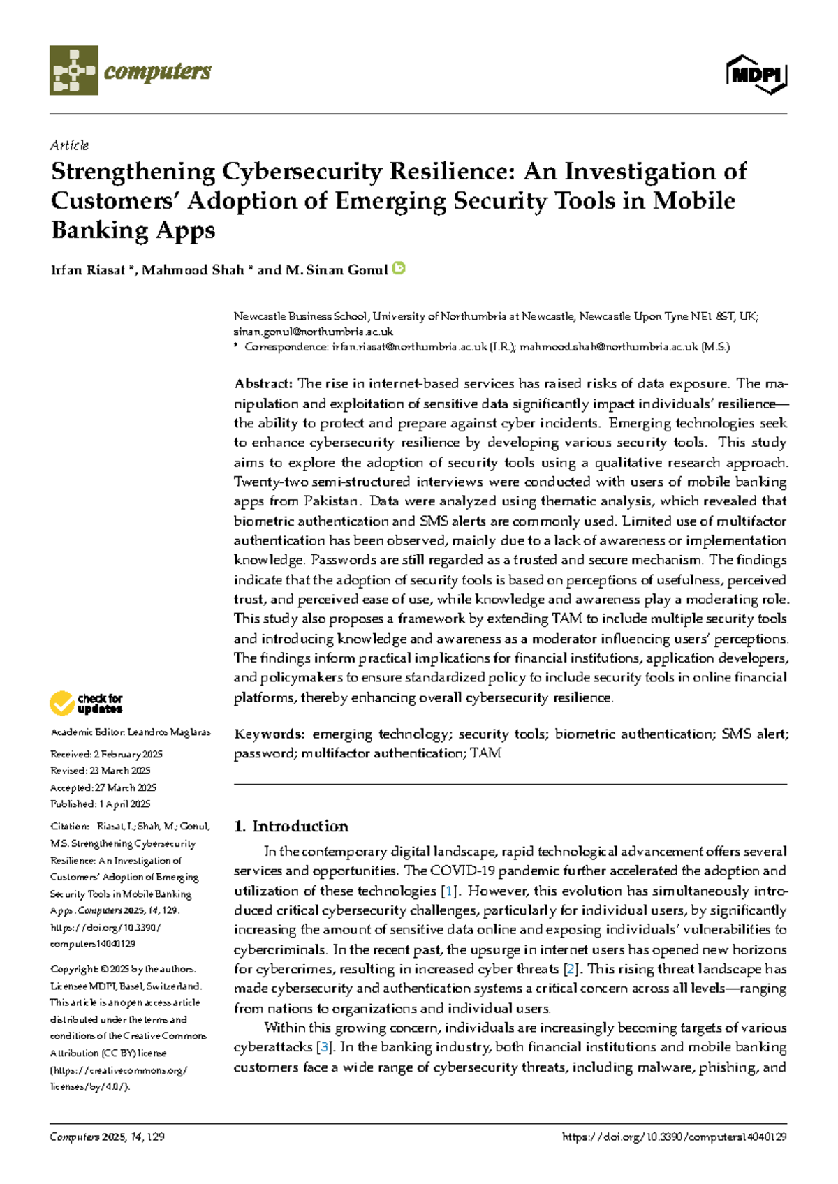 Adoption of Emerging Security Tools in Mobile Banking Apps: A Study ...