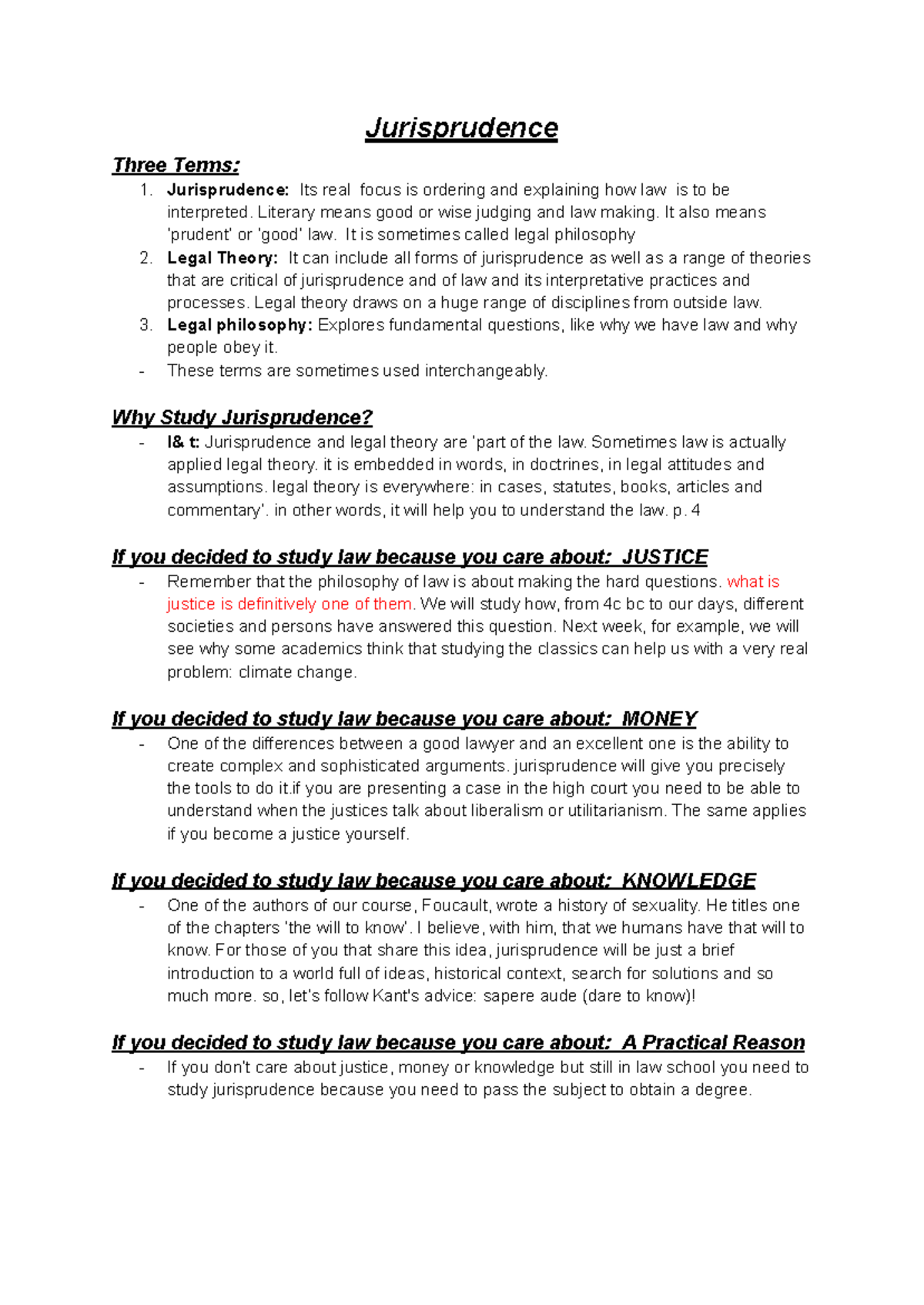 Jurisprudence Overview: Key Concepts and Theories in Law - Studocu