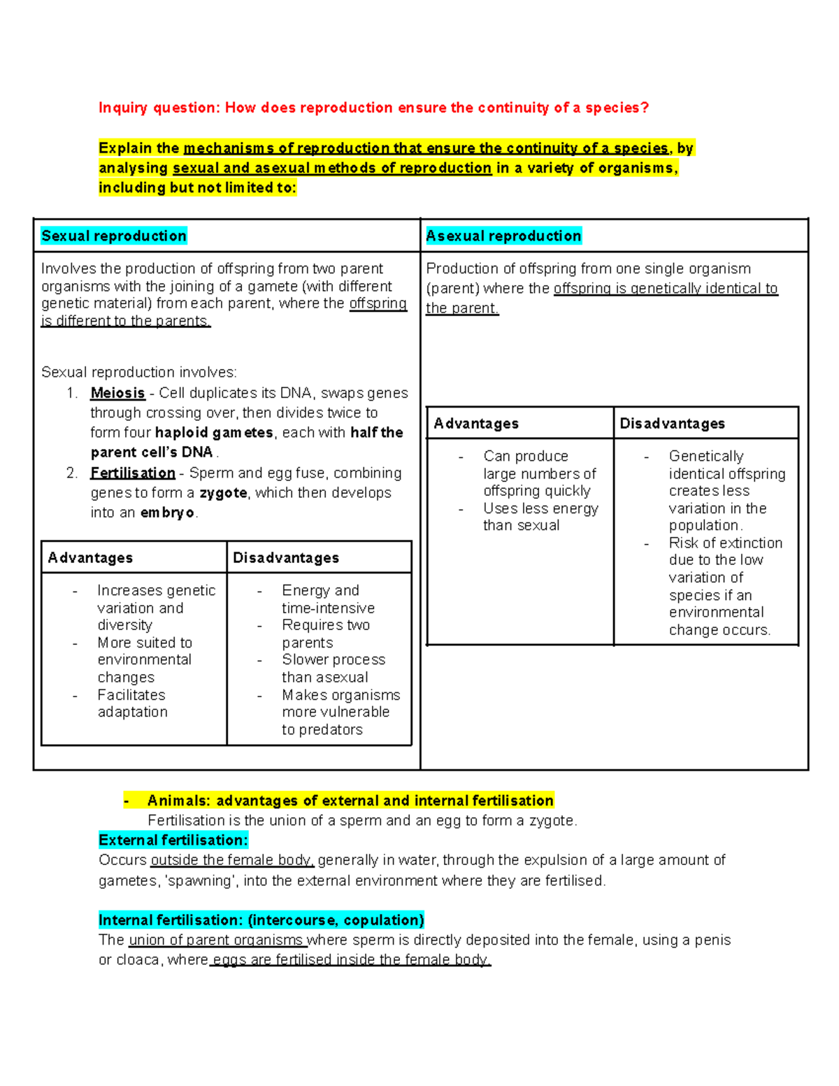MOD 5 Notes - Heredity: Reproduction Mechanisms & Species Continuity ...