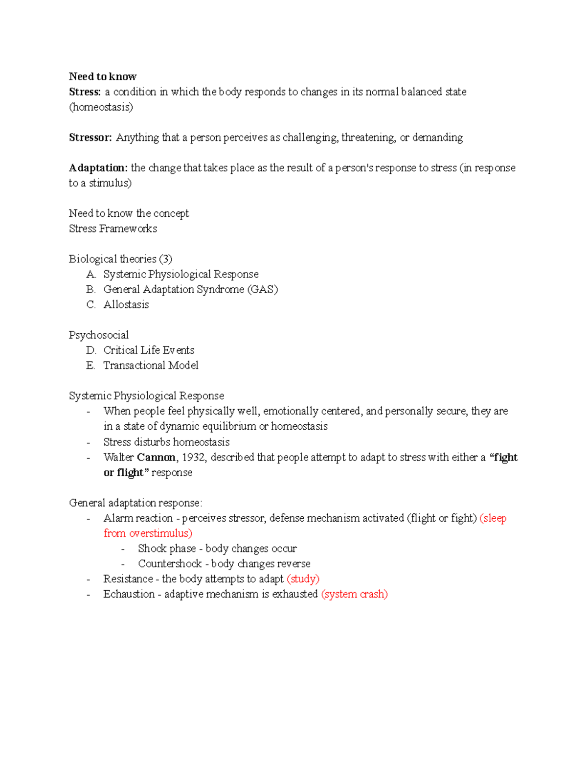 PPN102 Week 7 - Lecture Notes on Stress and Coping Mechanisms - Studocu