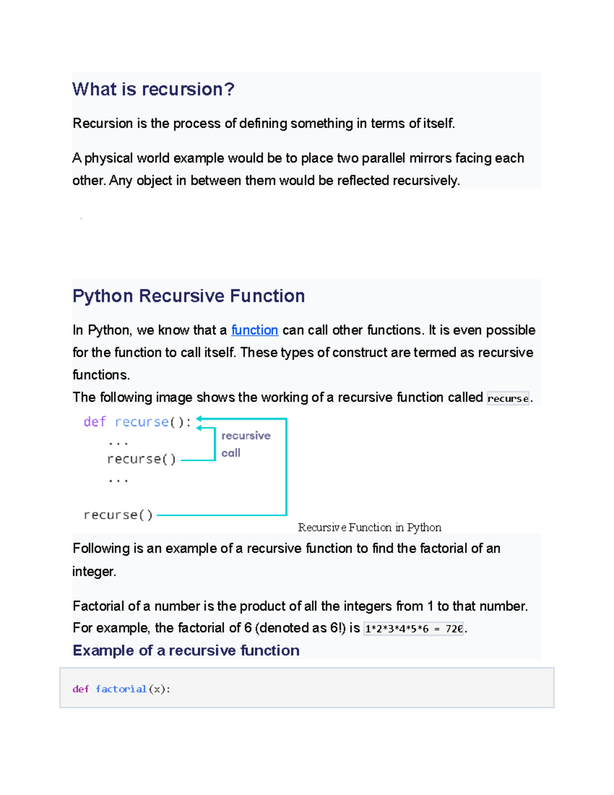 Recursive function in python - What is recursion? Recursion is the ...