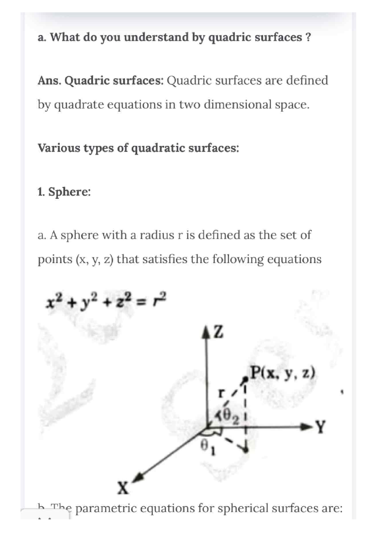 Quadratic Surfaces - Computer Graphics Notes (CG 101) - Studocu