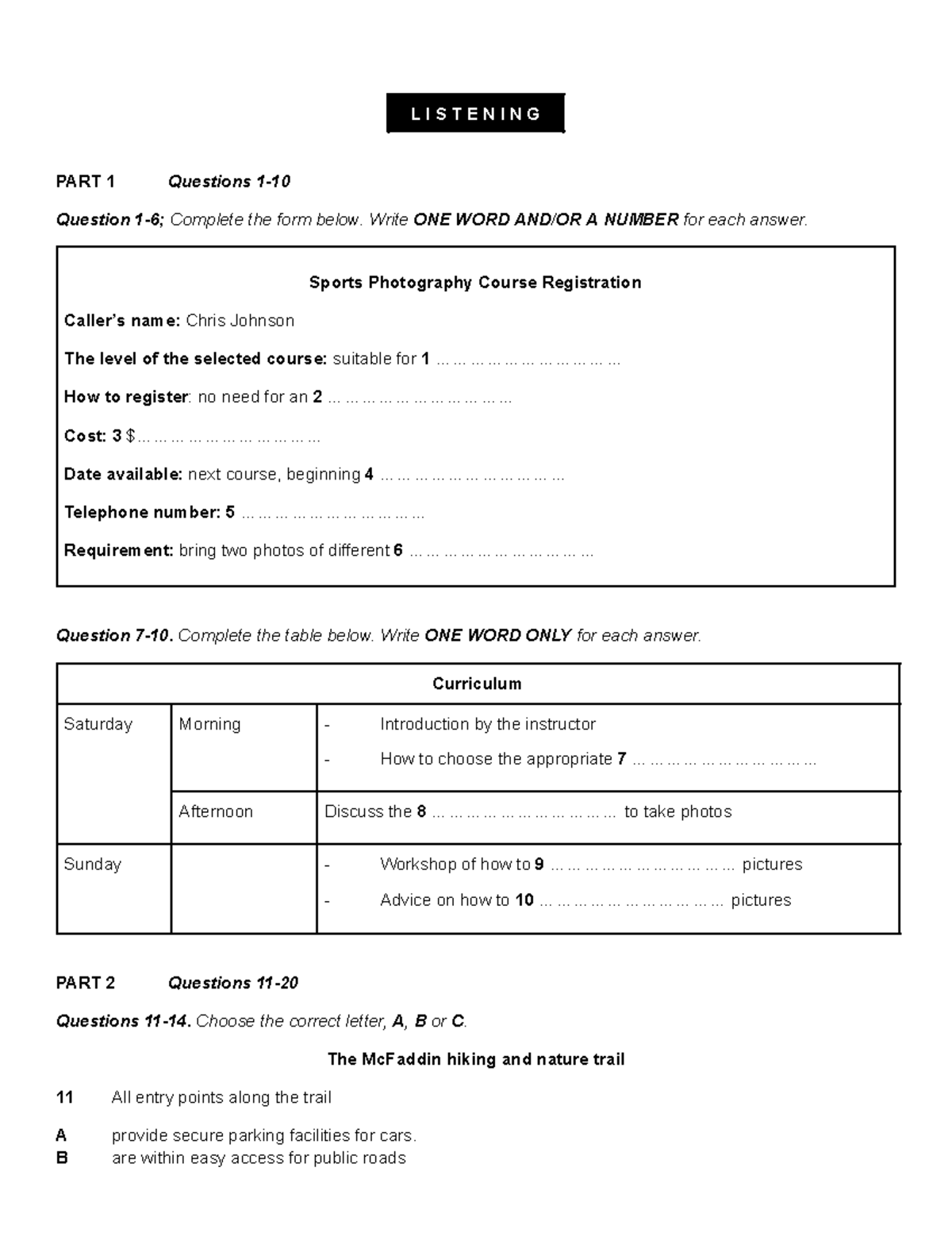 VOL 1 Test 9: Listening & Reading Comprehension Questions - Studocu