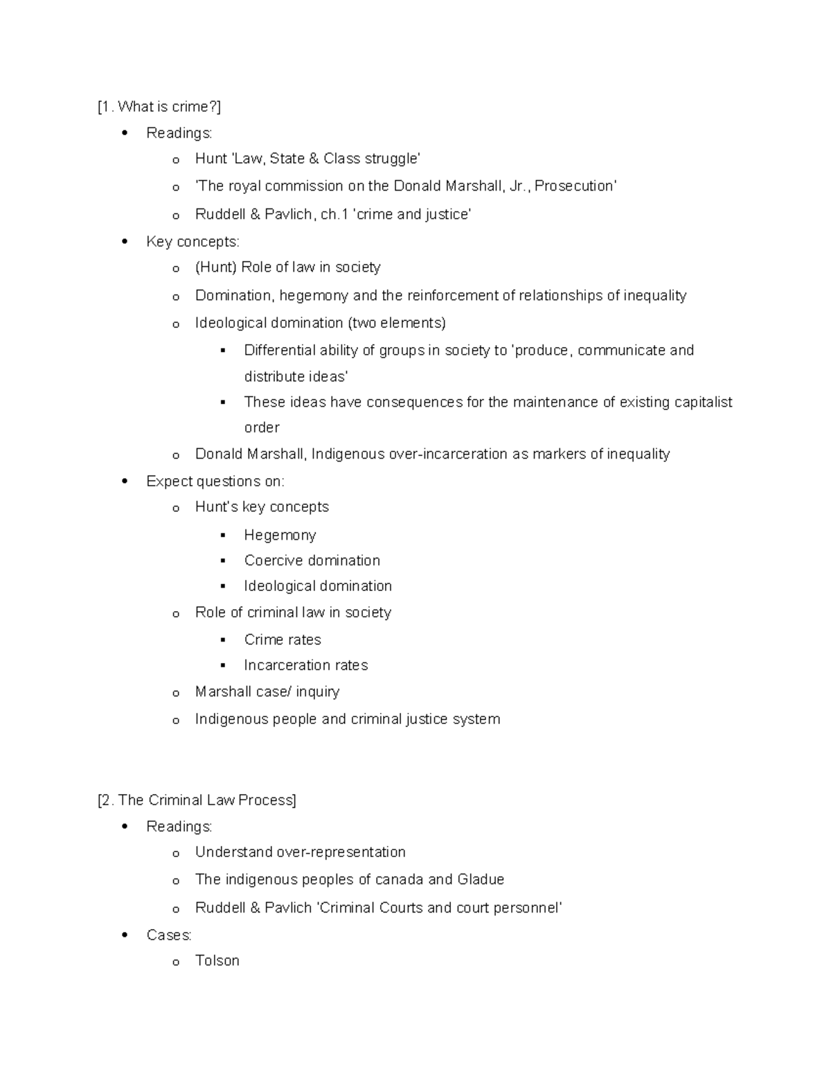 1002D study guide: Key concepts in criminal law and Indigenous justice ...