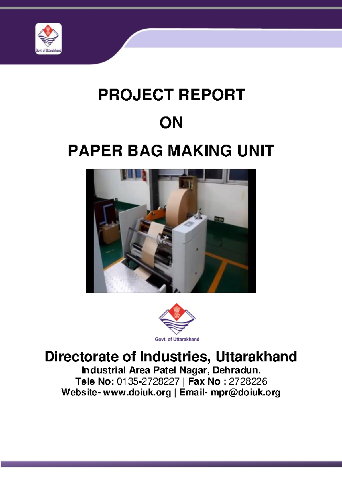 PROJECT REPORT ON PAPER BAG MAKING UNIT (PMEGP) - Studocu