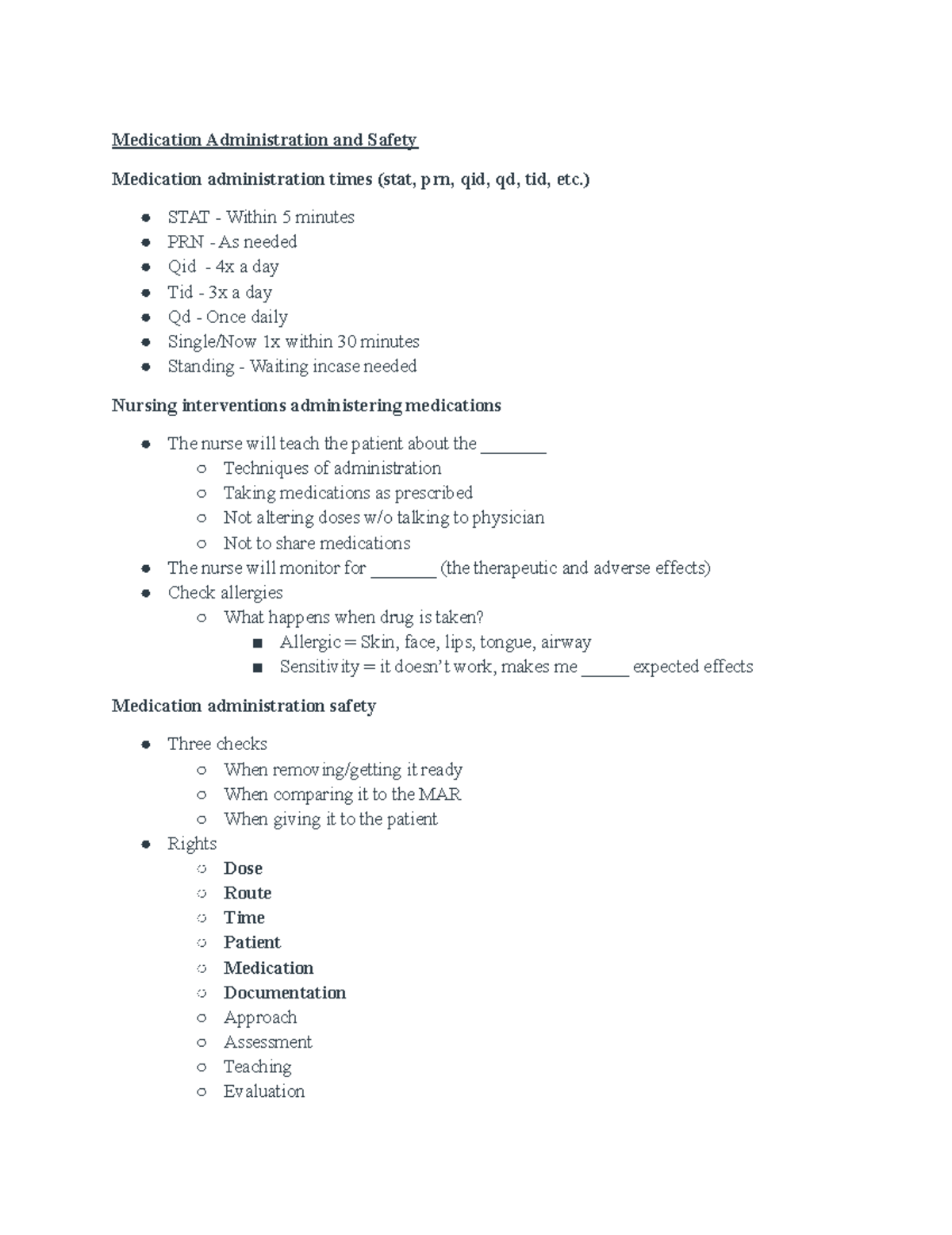 205 exam 2 study guide-Savanna - Medication Administration and Safety ...