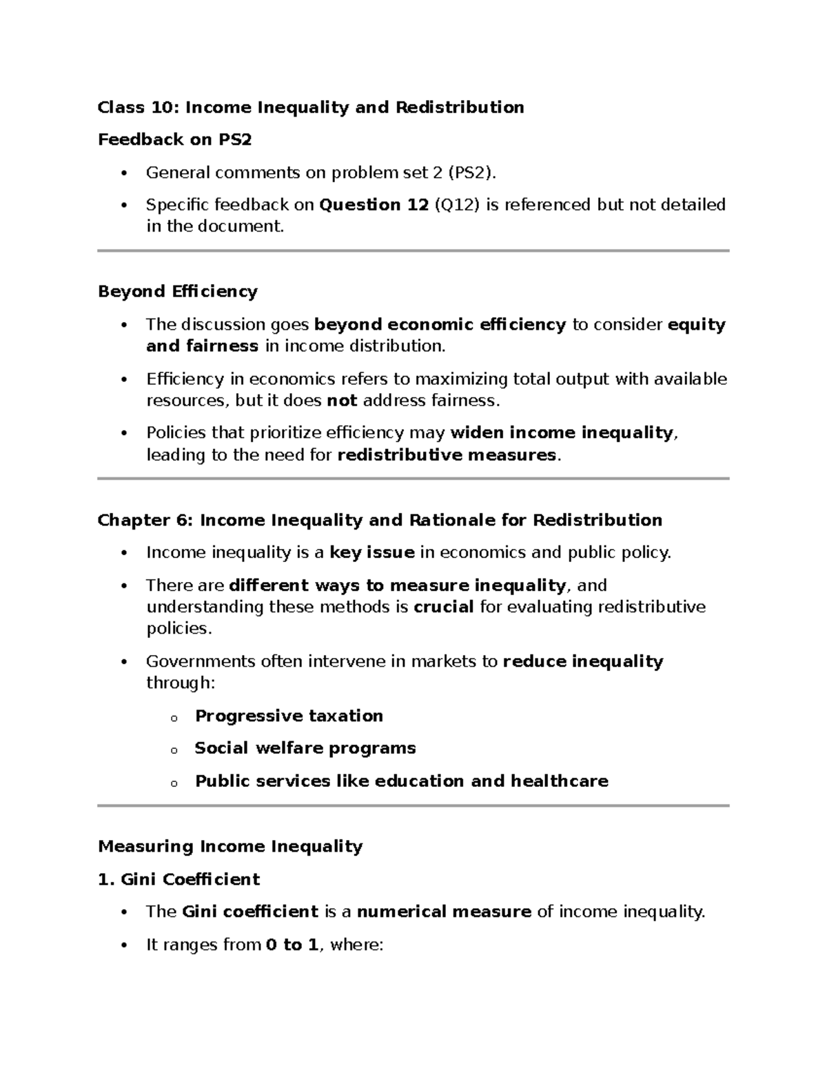 Class 10 - notes i took - Class 10: Income Inequality and ...