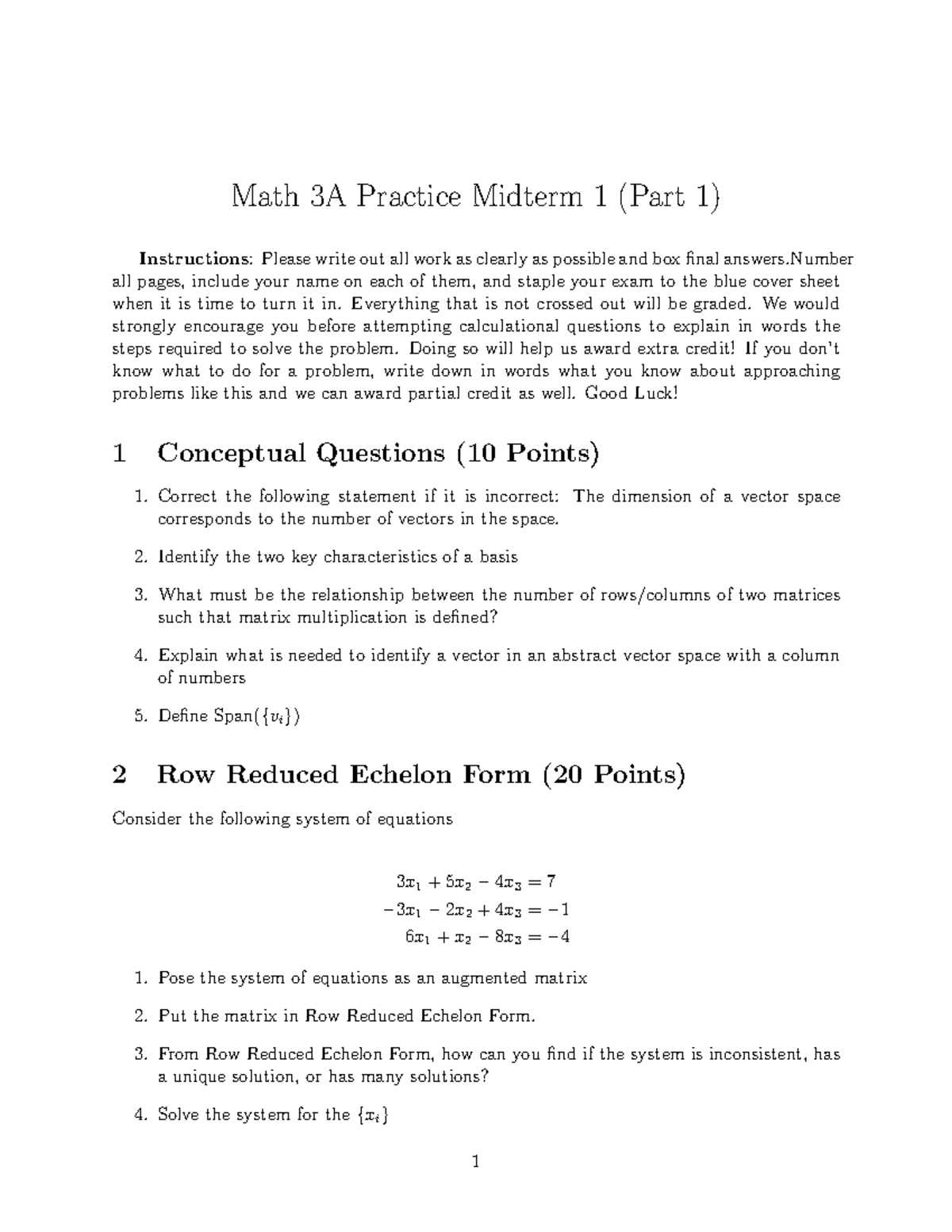 Math 3A Winter 2026 Practice Midterm 1: Conceptual & RREF Questions ...