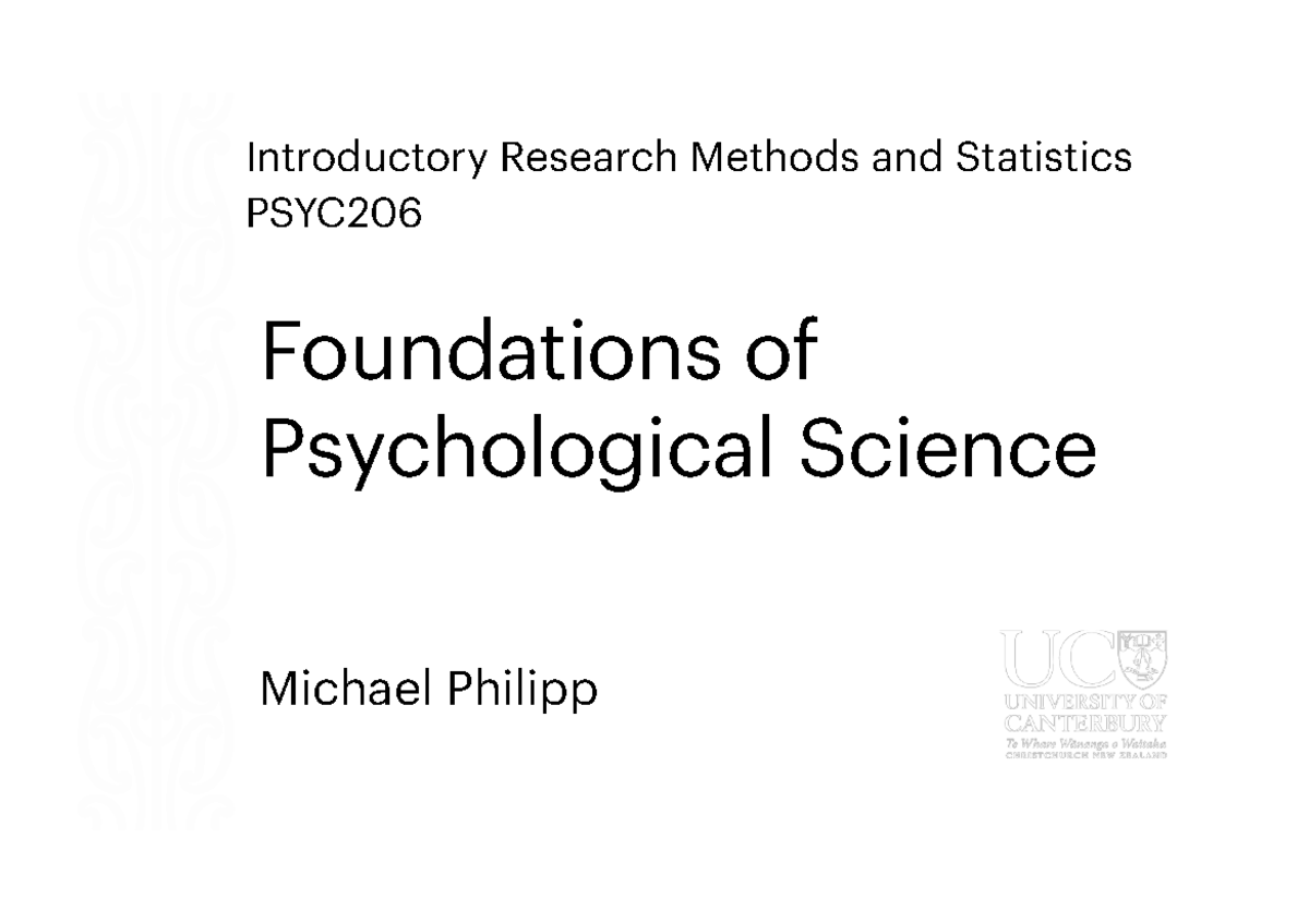 PSYC206 Lecture 2: Intro to Research Methods & Statistics - Studocu
