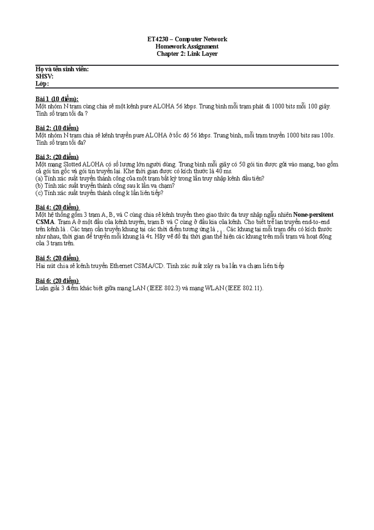 HW Chapter 2 - MMT BTc2 - ET4230 – Computer Network Homework Assignment ...
