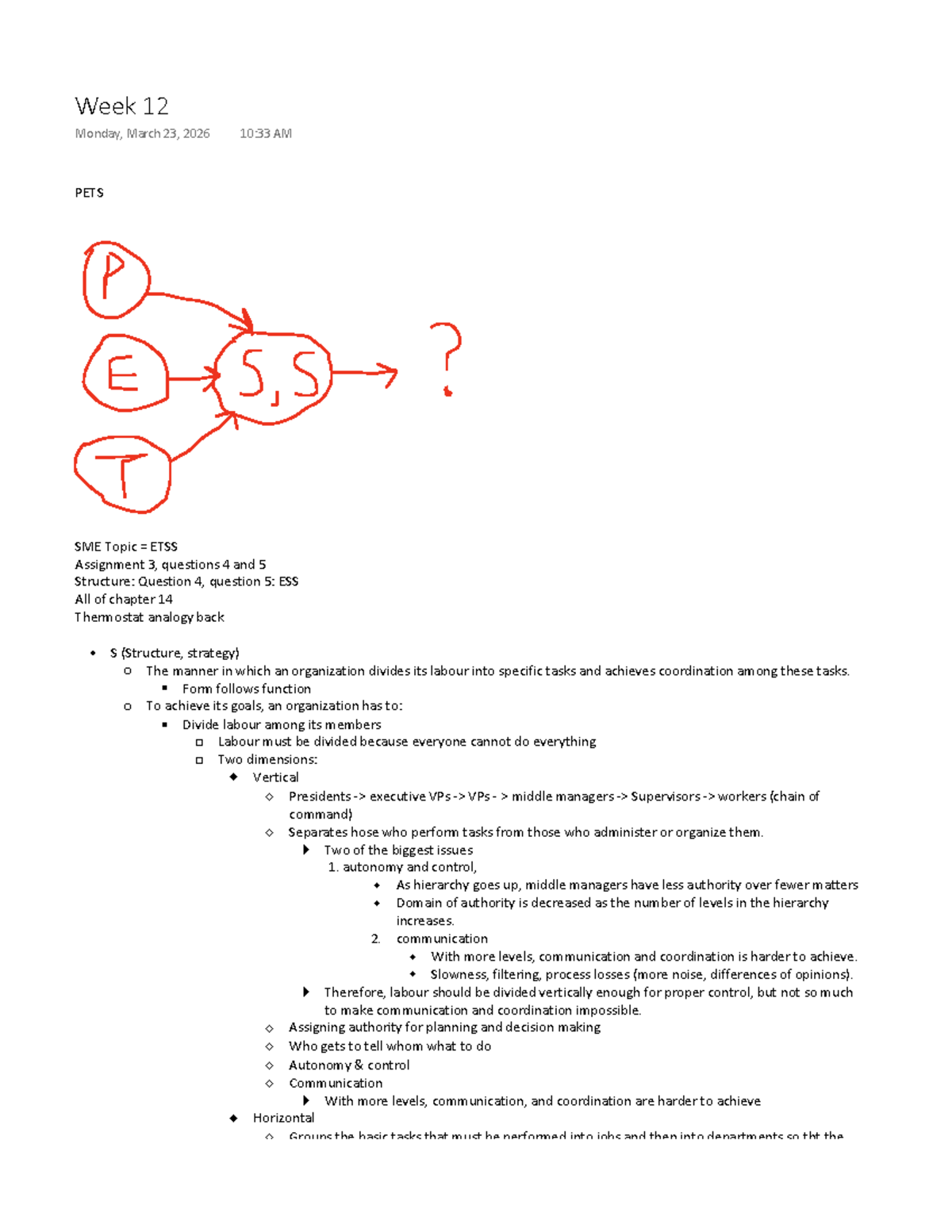 Week 12 - PETS SME Lecture Notes on Organizational Structure and ...