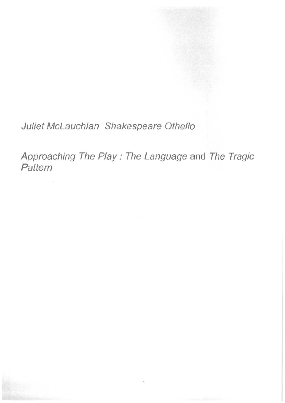 Approaching Shakespeare's Othello: Language & Tragic Patterns - 1 - Studocu