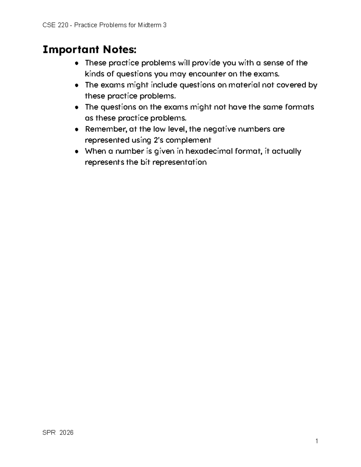 220 Practice Problems for Midterm: MIPS Programming Exam Prep - Studocu