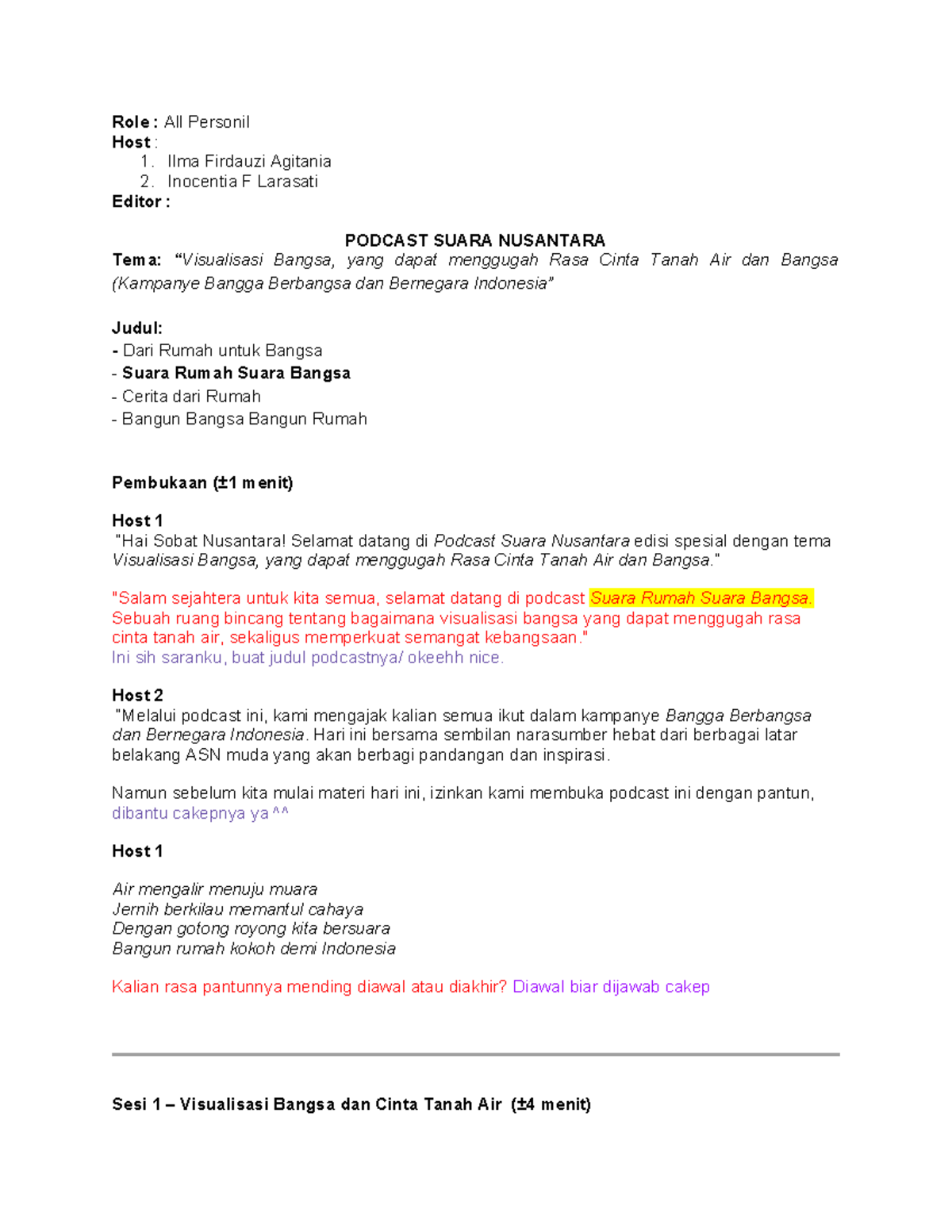 Podcast Suara Nusantara: Visualisasi Cinta Tanah Air dan Bangsa - Document Preview