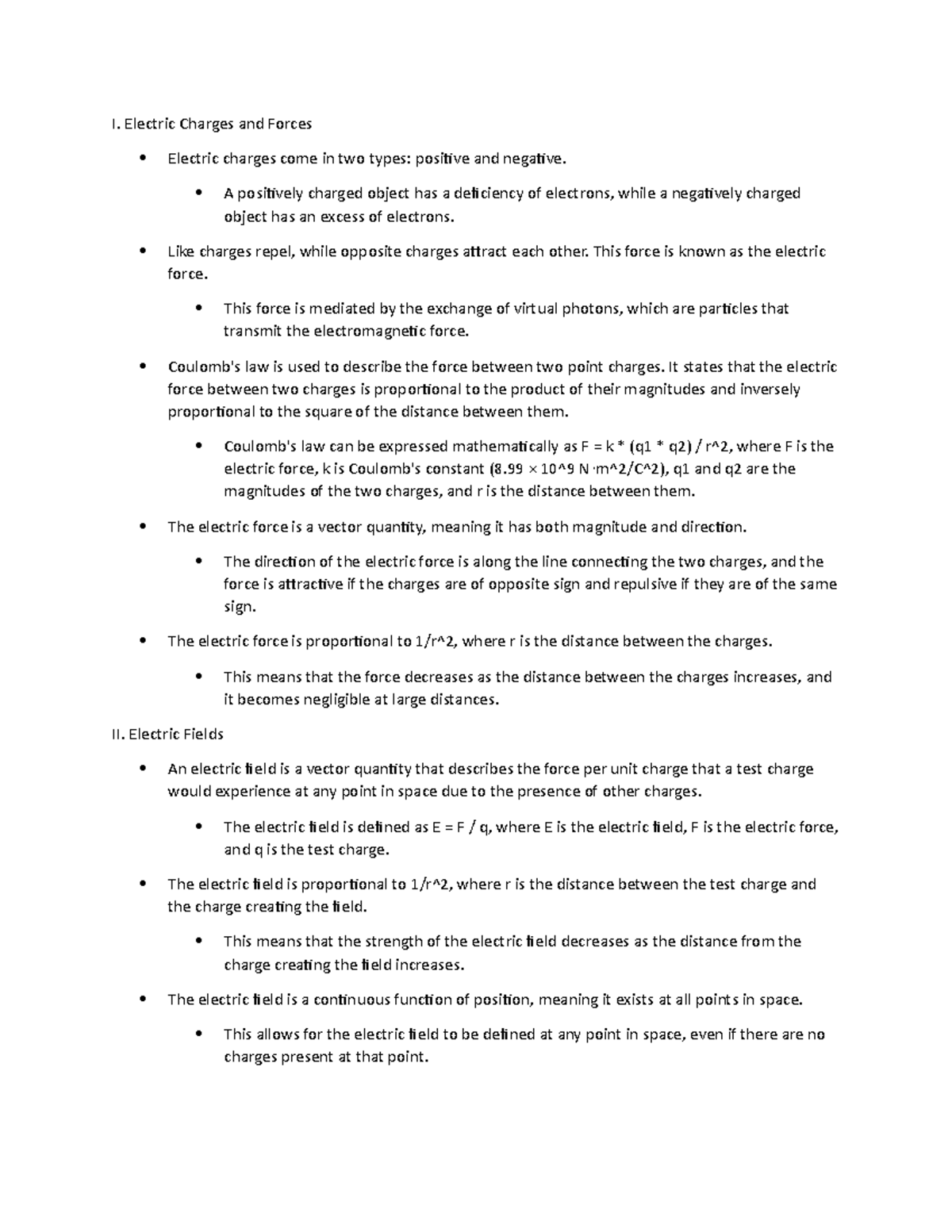 Lecture Notes CH-20: Electric Charges, Forces & Fields - Studocu