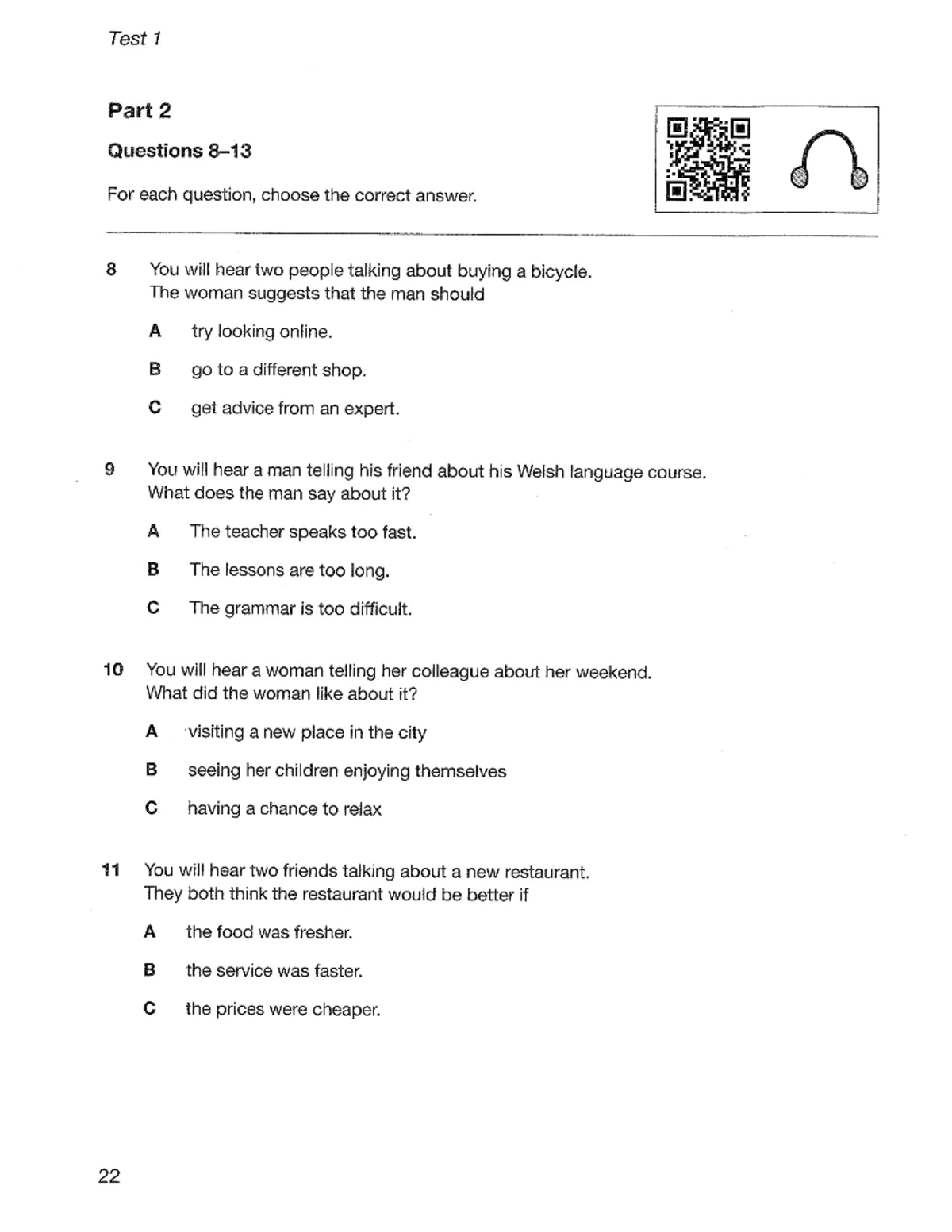 Test 1 - Part 2 Listening Questions and Answers - Studocu