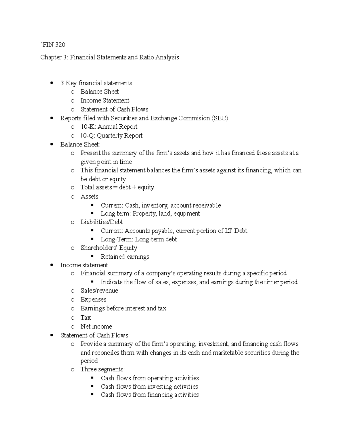 Managerial Finance FIN 320 Ch. 3 - `FIN 320 Chapter 3: Financial ...