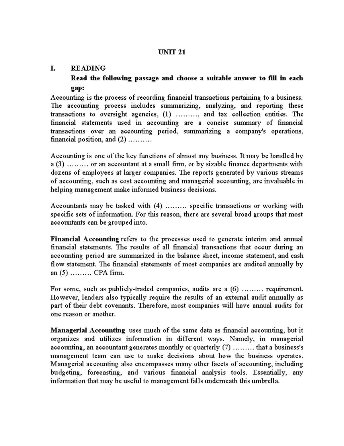 UNIT 21 - Accounting Principles and Practices Overview - Studocu