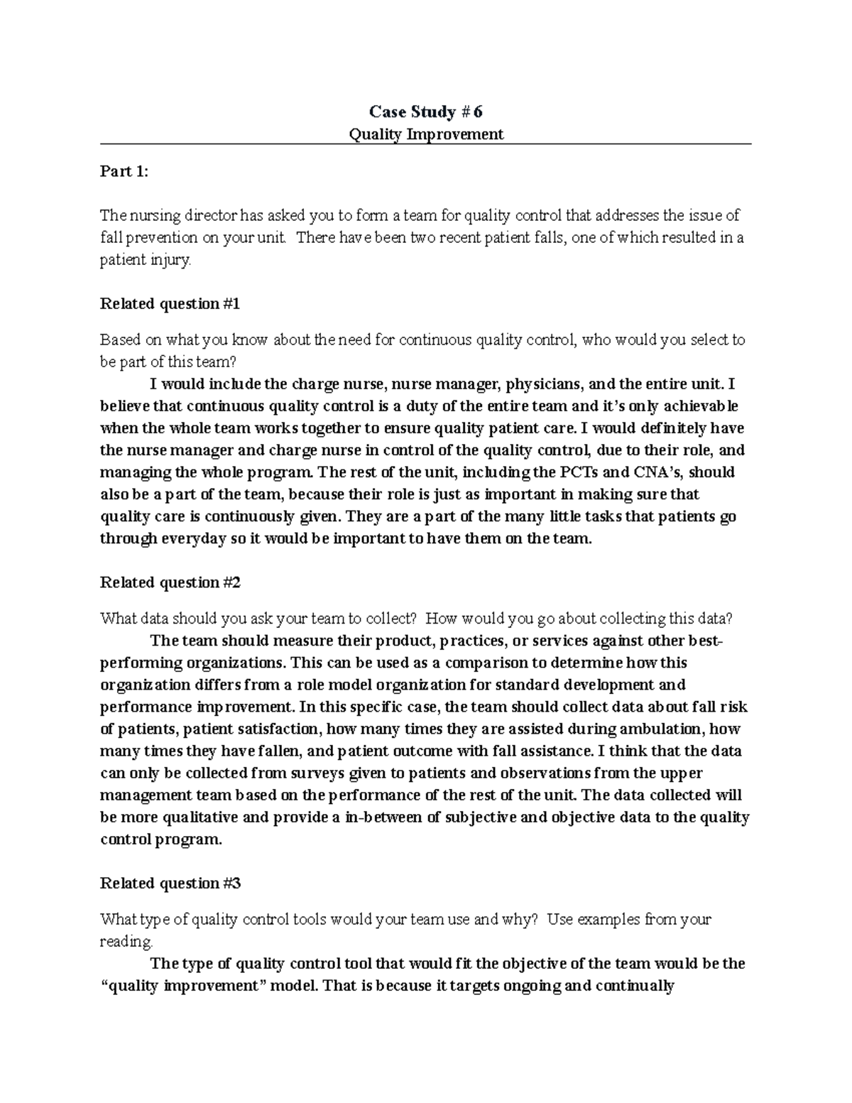 Case Study 6 Spring - USFCA Lecture Notes Fundamentals - Case Study # 6 ...