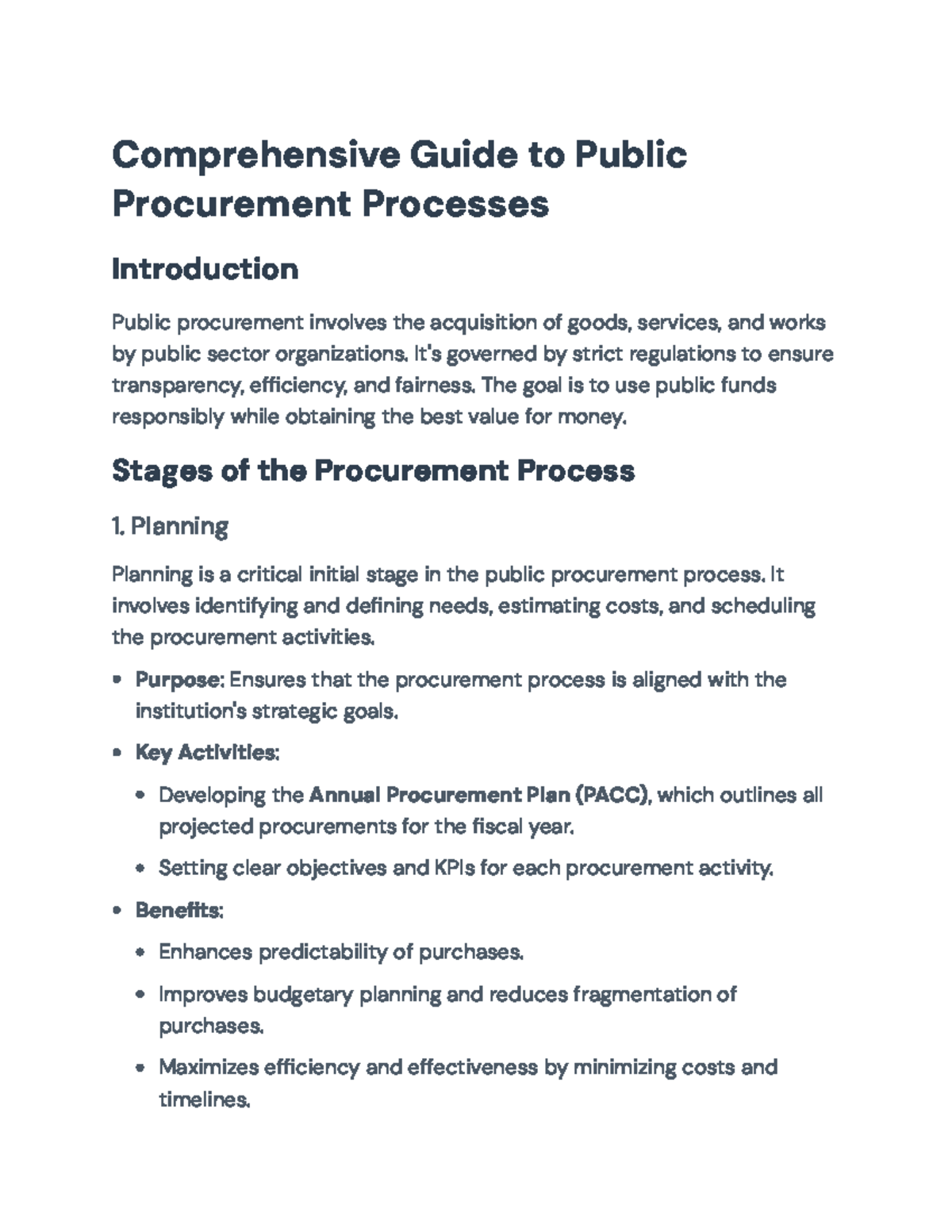 Public Procurement Processes: A Comprehensive Guide (PPM 101) - Studocu