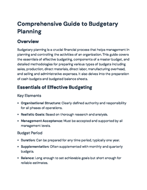 Comprehensive Overview of Budgetary Control and Responsibility ...