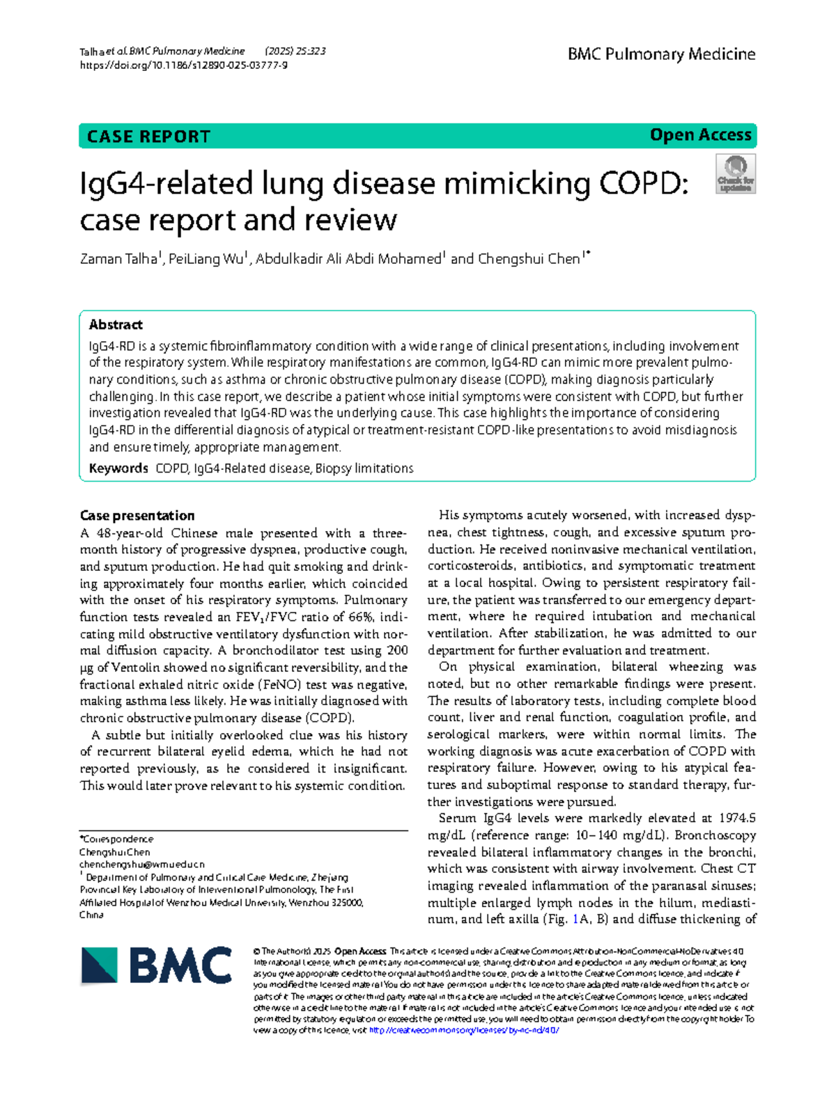 Case Report: Lung Disease Mimicking COPD - Insights on Diagnosis (2025 ...
