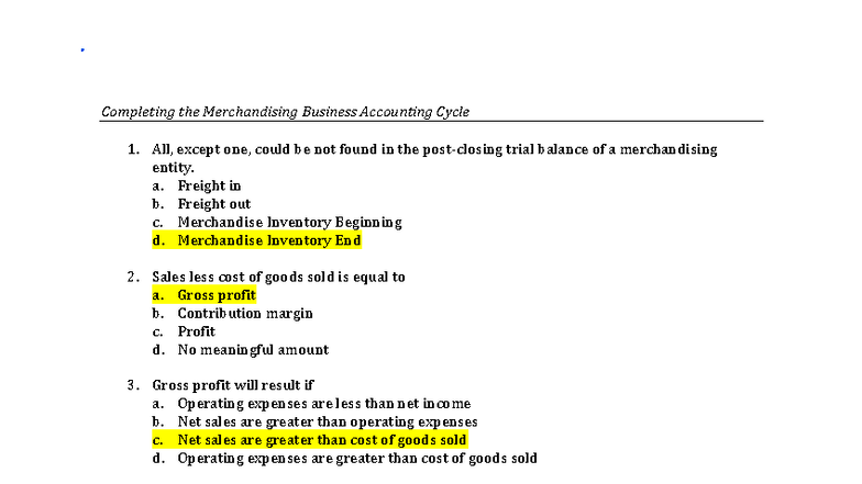 Mdsg - problem sets for merchandisin - Completing the Merchandising ...