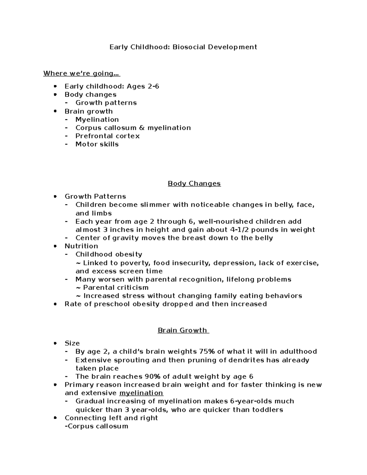 Chapter 8 - Professor Capps - Early Childhood: Biosocial Development ...