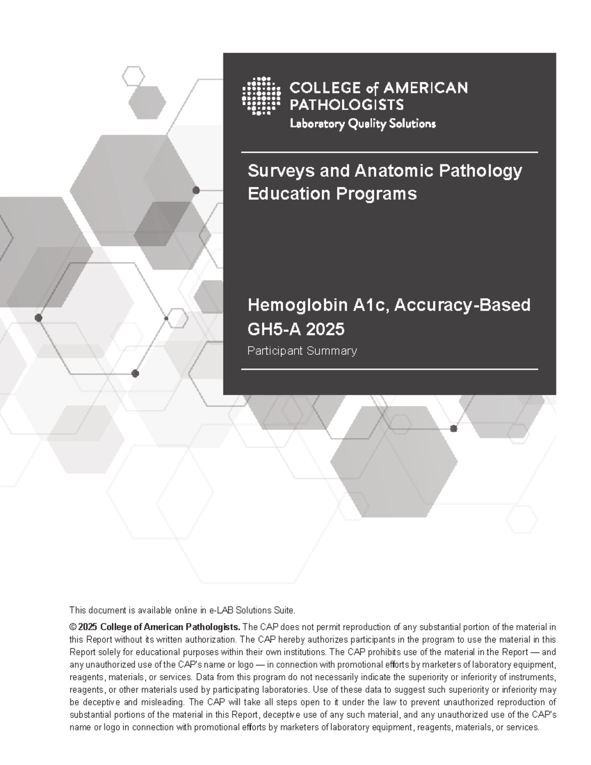 2025 CAP Survey Summary: Anatomic Pathology & HbA1c Results - Studocu