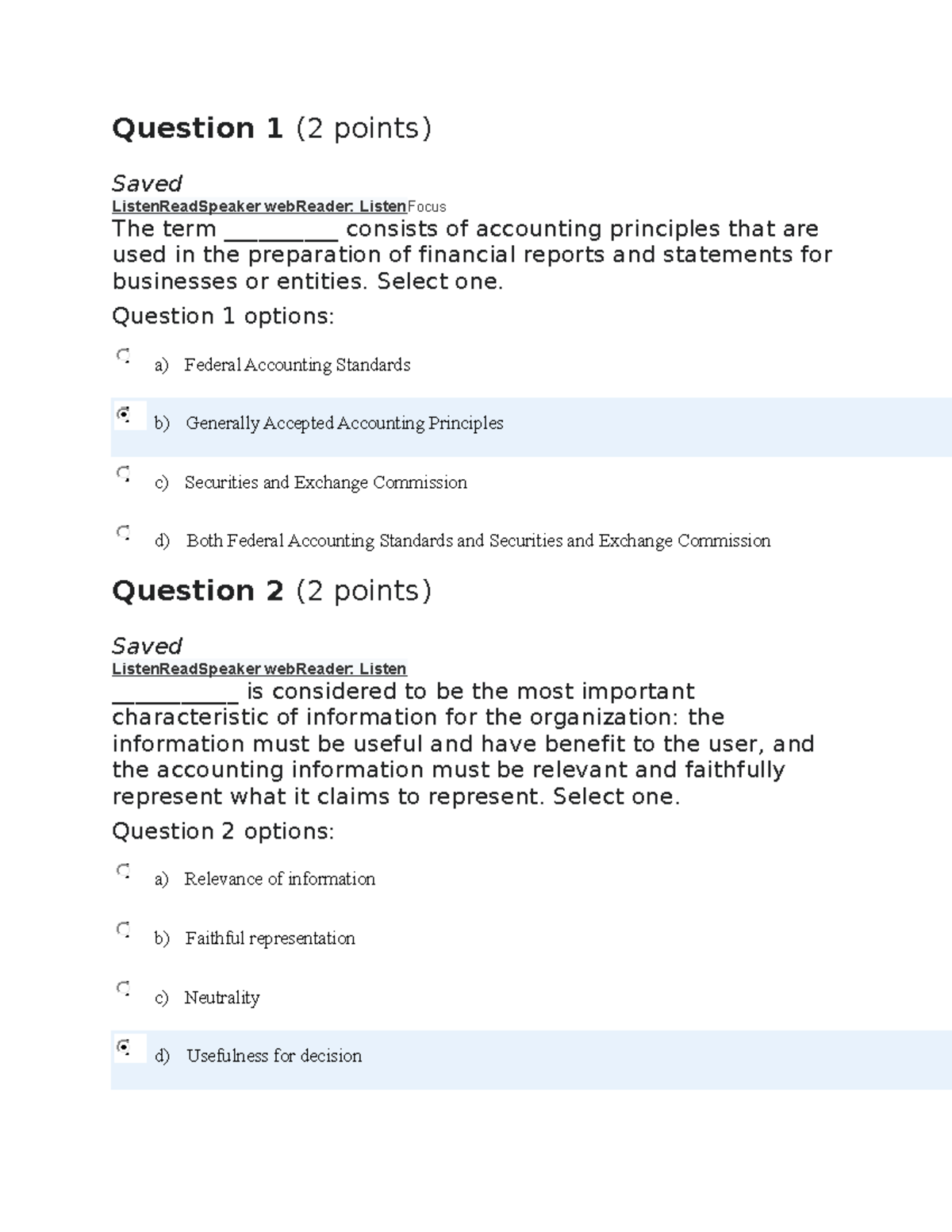 ACC 101 Module 1-3 Quiz: Key Concepts in Financial Reporting - Studocu