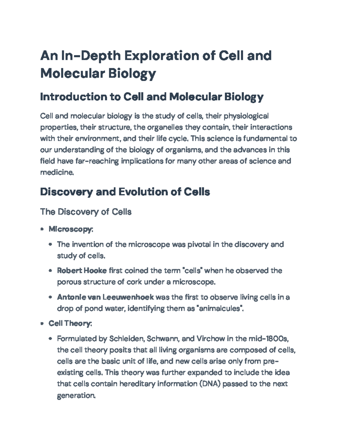 Cell and Molecular Biology (CMB 101): Core Concepts & Discoveries - Studocu