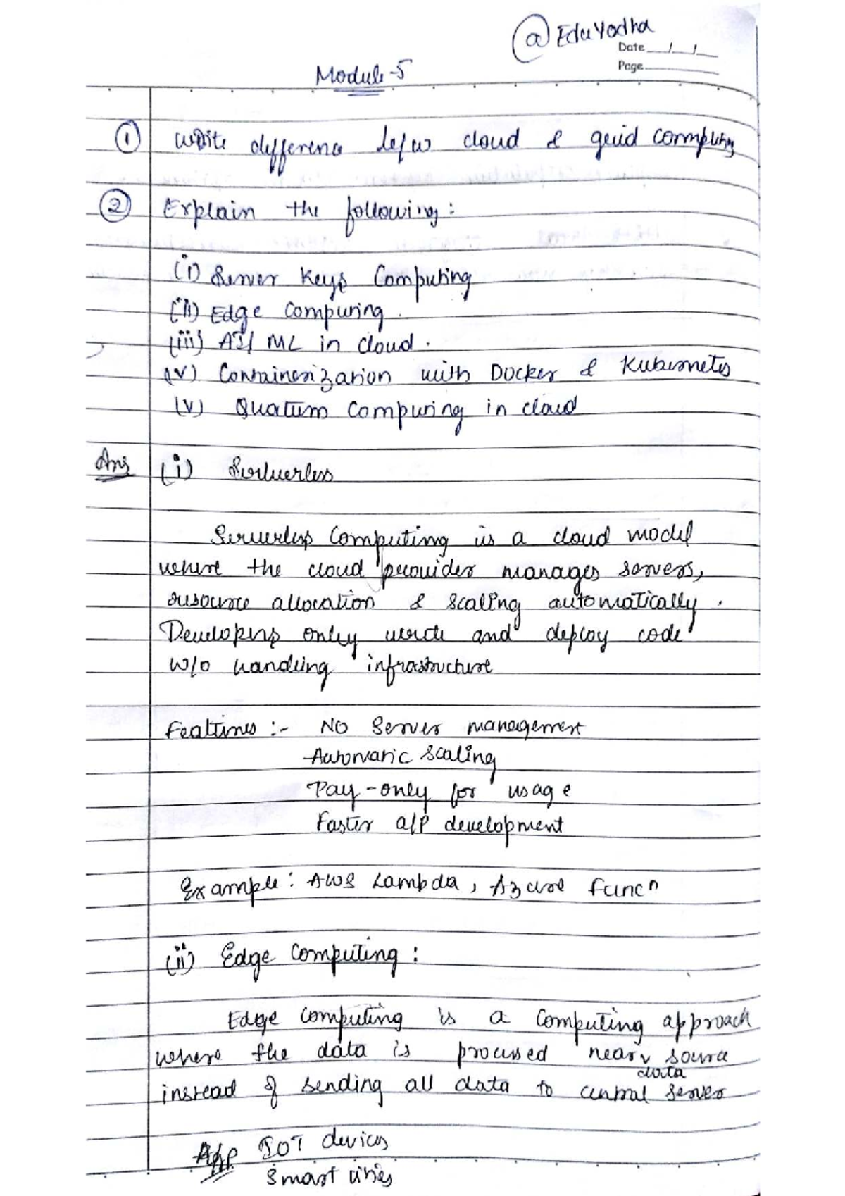 Cloud Computing BCS601: Key Concepts & Important Questions - Studocu