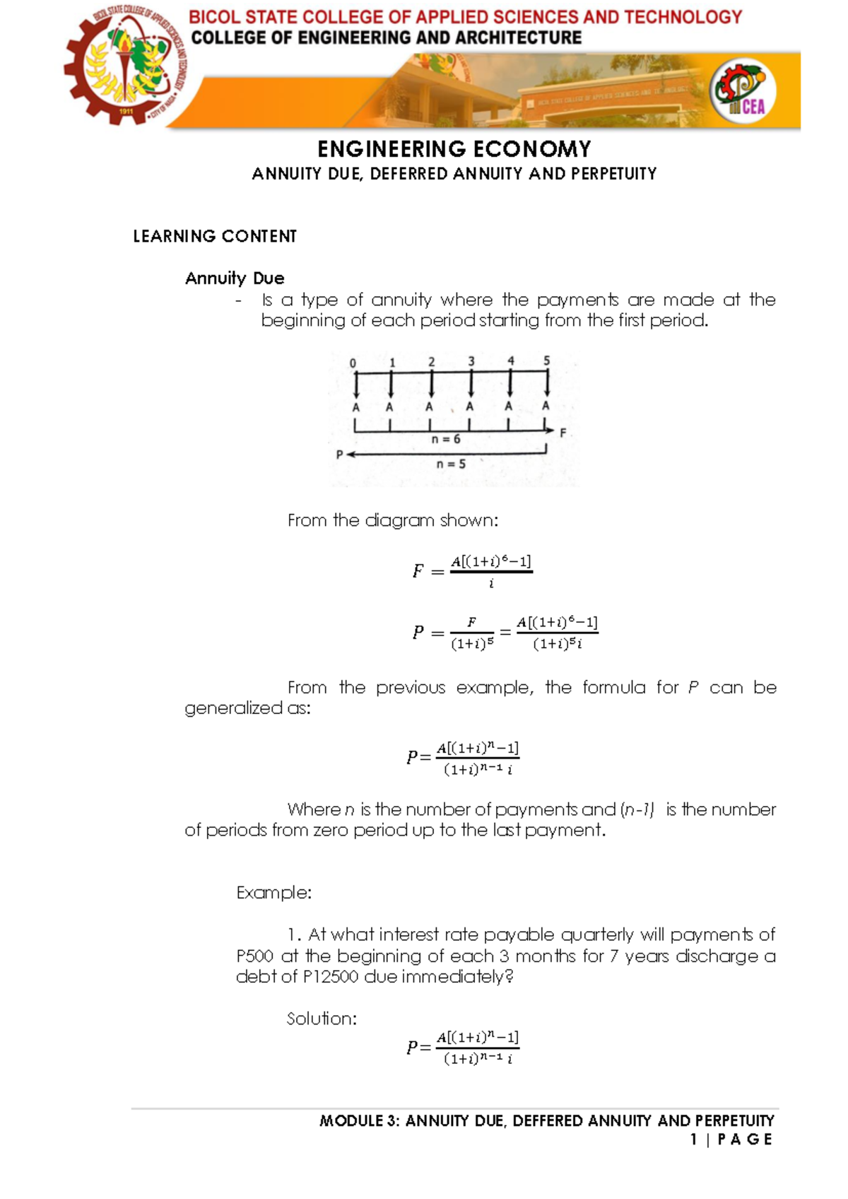 Annuityfreenotes 123 - about annuity - MODULE 3: ANNUITY DUE, DEFFERED ...