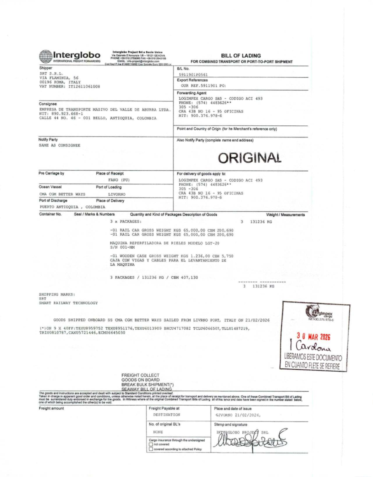Bill of Lading for Combined Transport - CMA CGM BETTER WAYS - Studocu