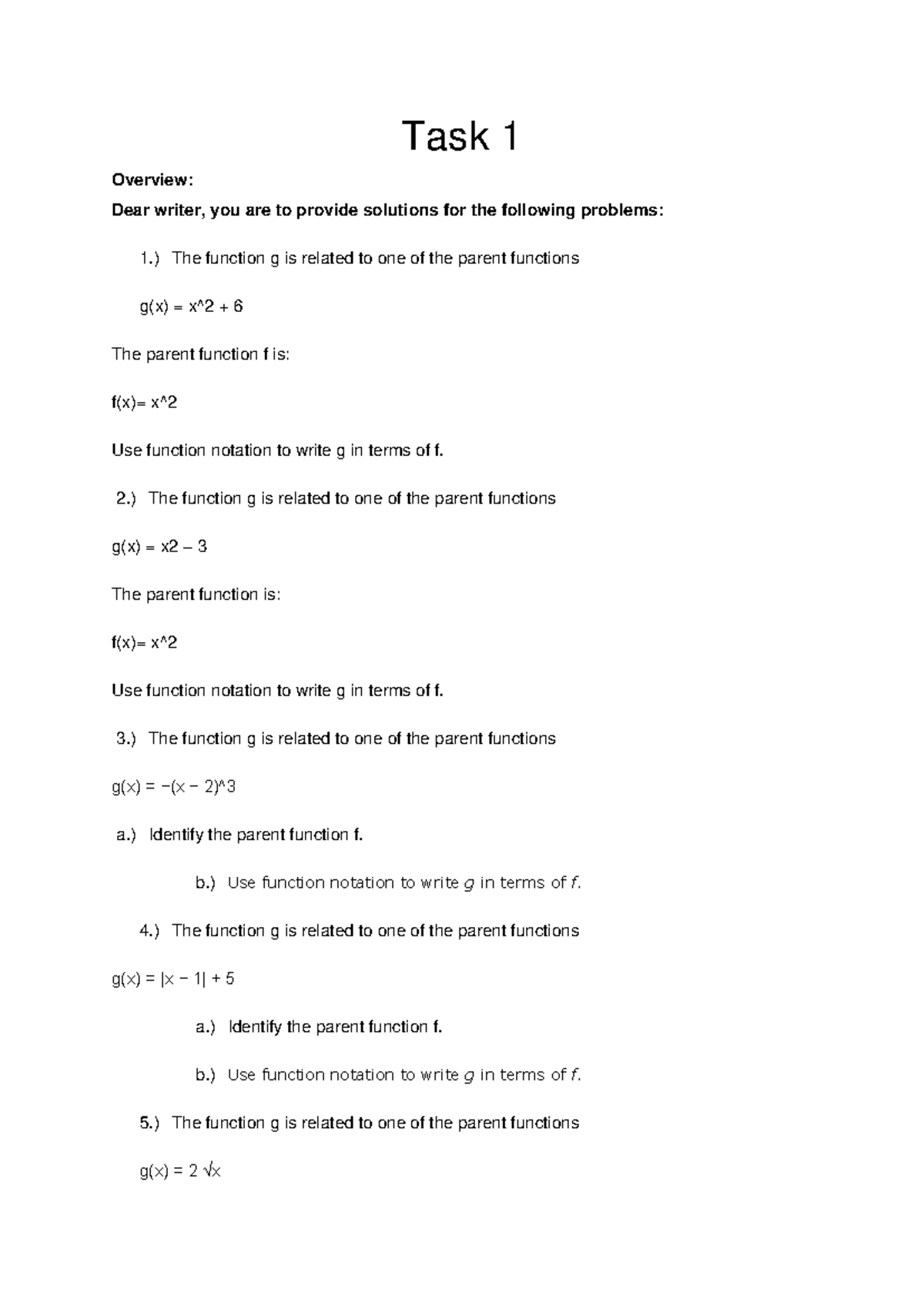 Task 1: Overview of Functions and Solutions - Studocu