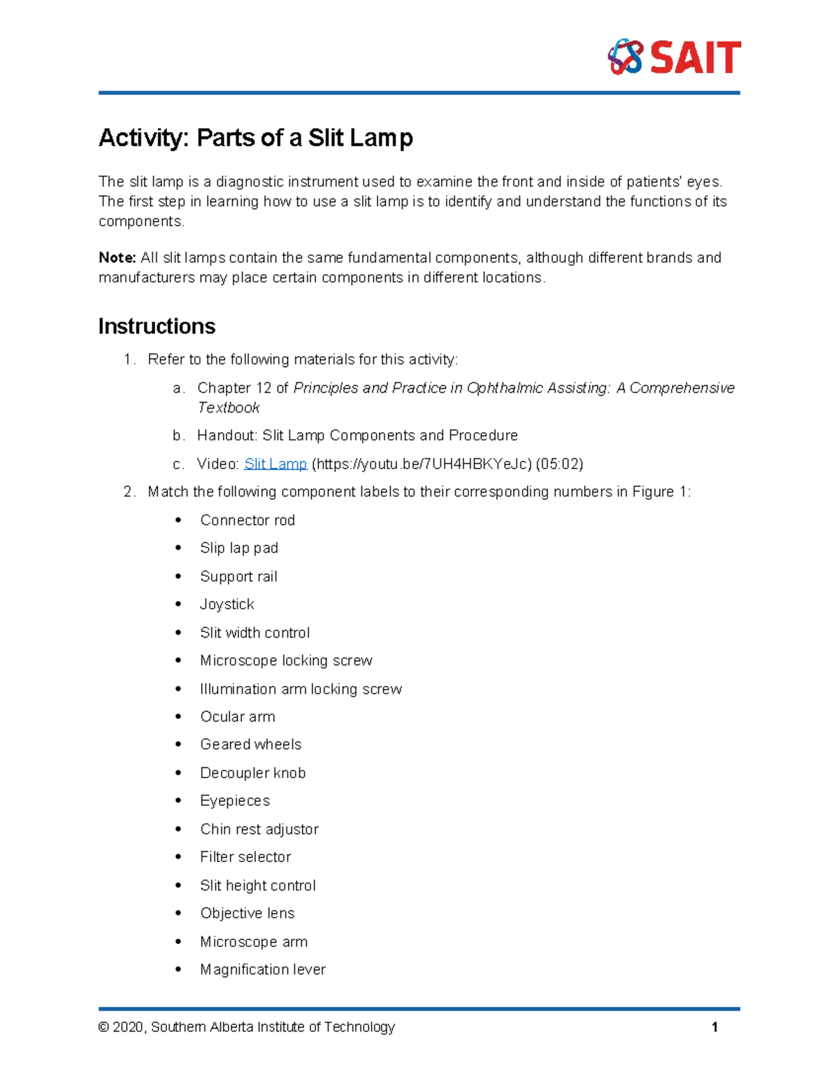 Activity: Understanding Slit Lamp Components and Functions (Ophthalmic ...