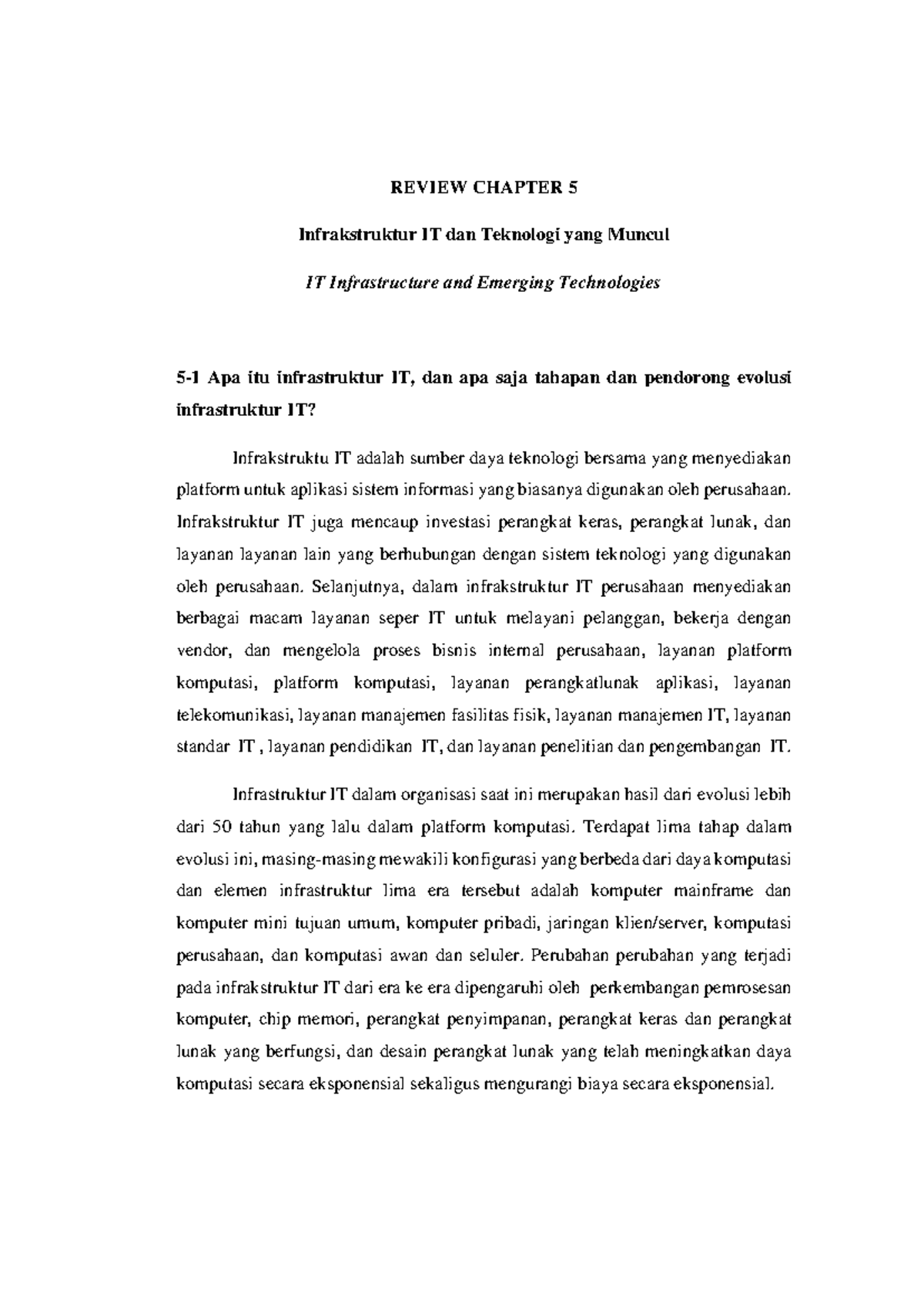 Chapter 5 Review - IT Infrastructure & Emerging Technologies - Studocu