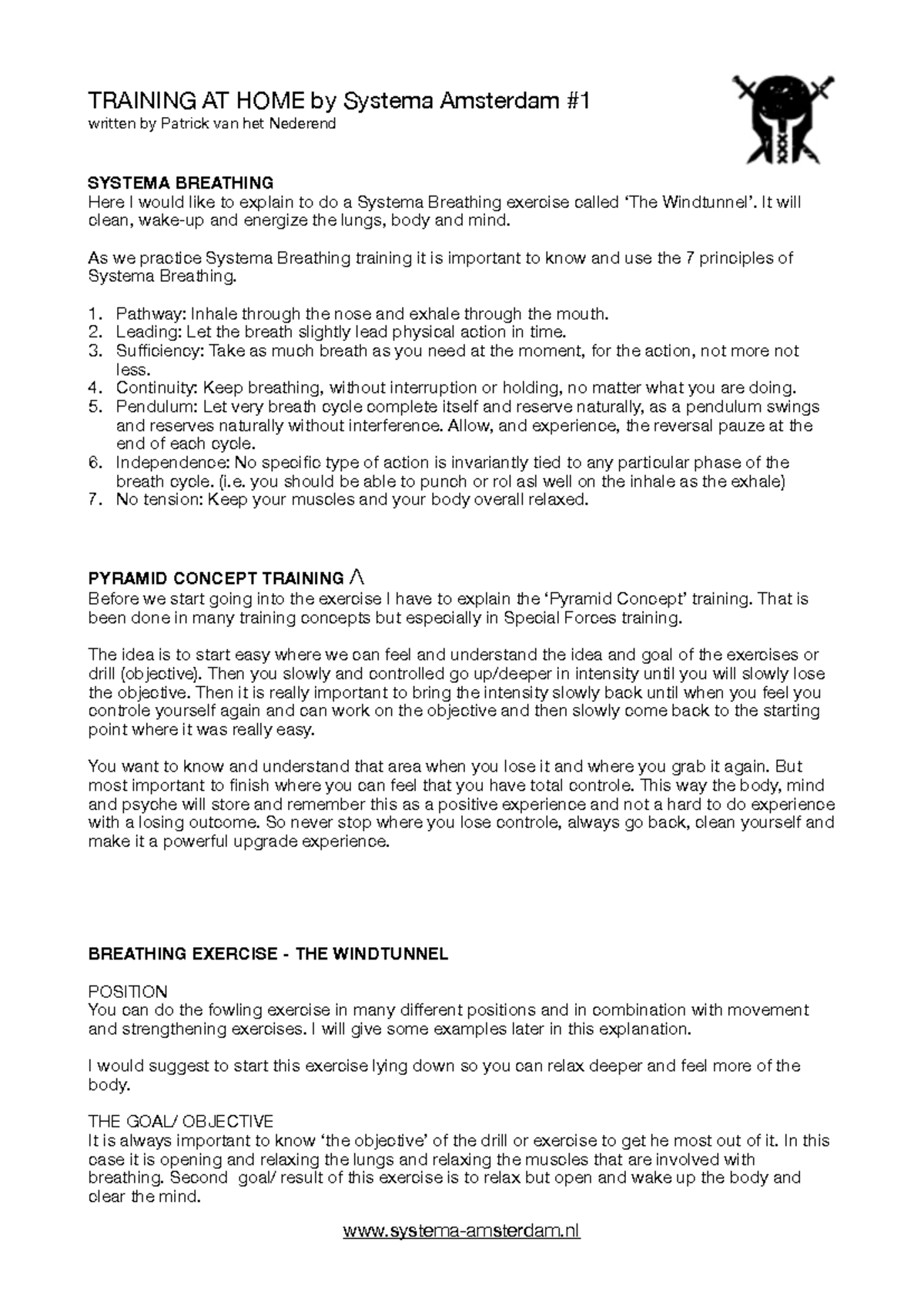 Systema Breathing Training: The Windtunnel Exercise Guide - Studocu