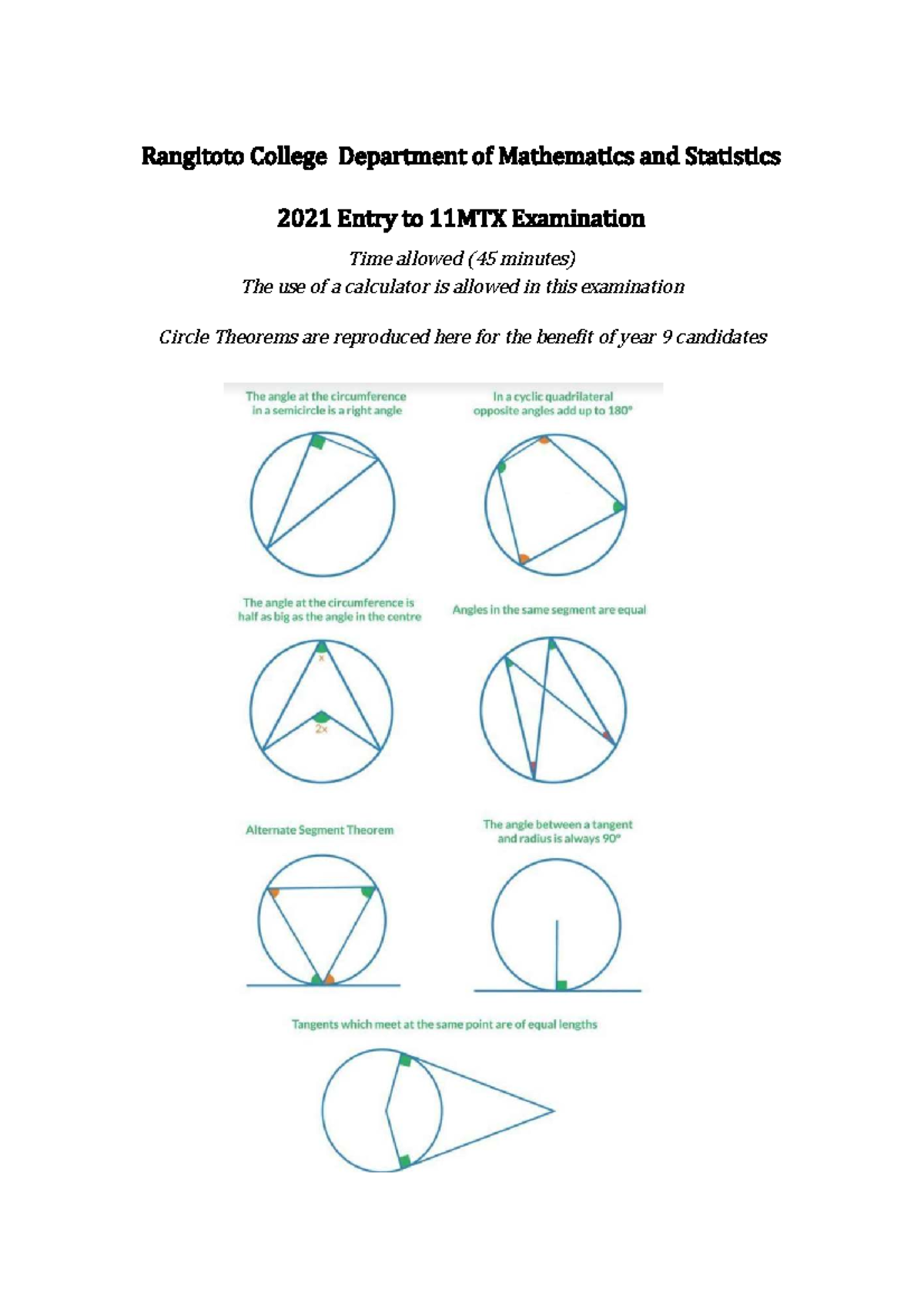 11mtx 2021 - Rangitoto College Department of Mathematics and Statistics ...