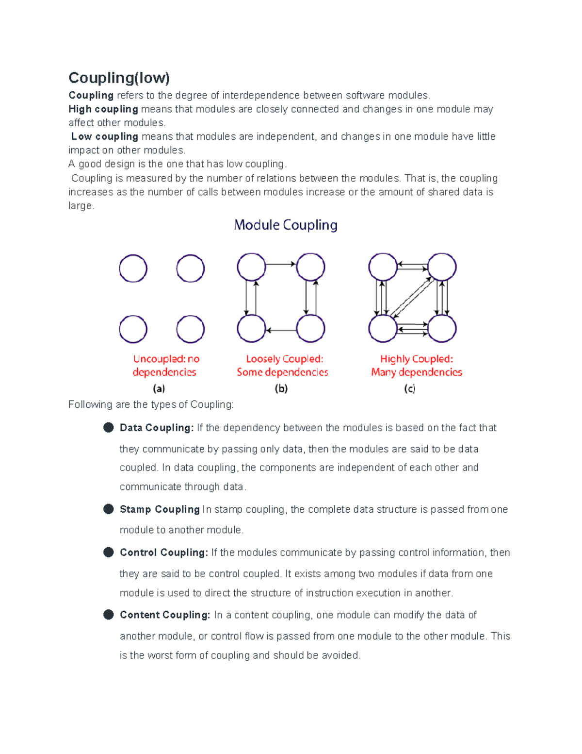 Coupling & Cohesion: Key Concepts in Software Design Notes - Studocu