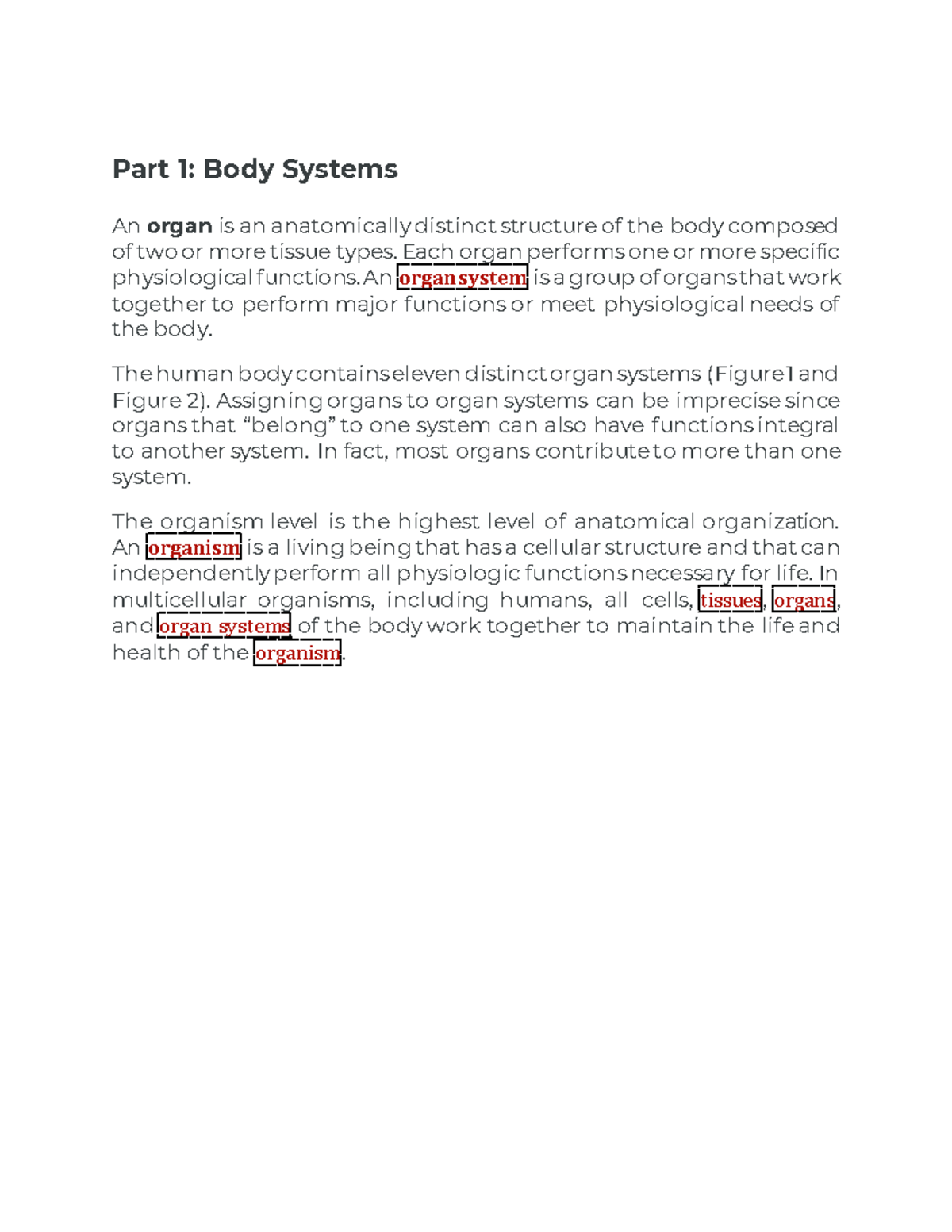 Body Structure: Organ Systems and Anatomical Position Notes - Studocu