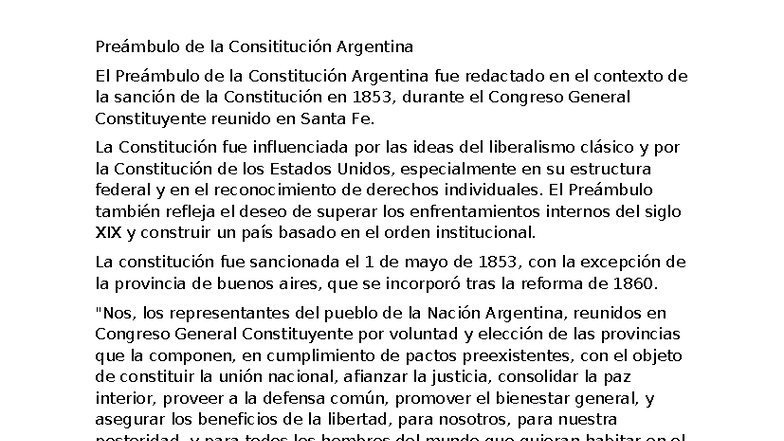 El Preámbulo de la Constitución Argentina: Significado y Contexto