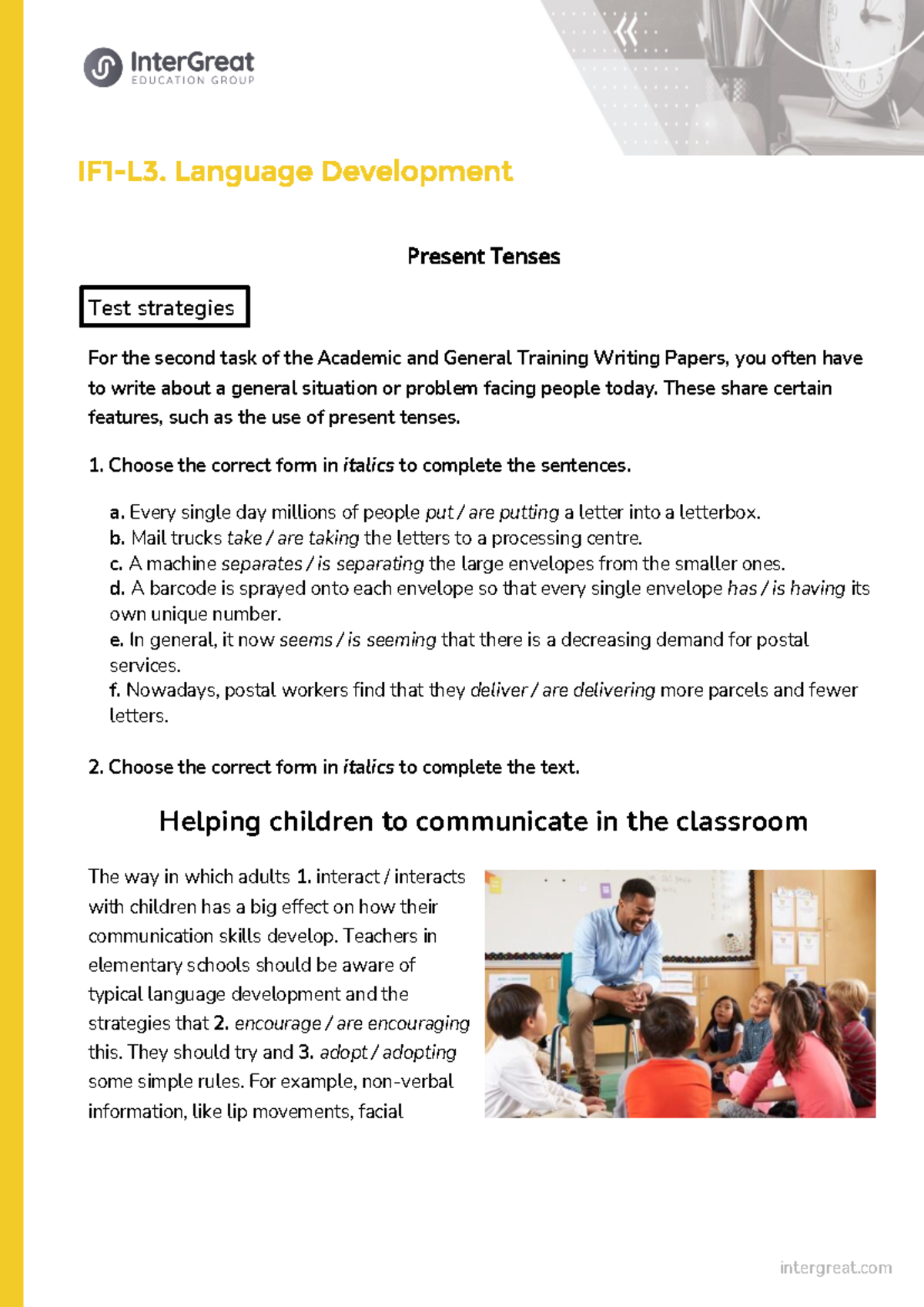IF1-L3. Homework - Present Tenses in Language Development - Studocu