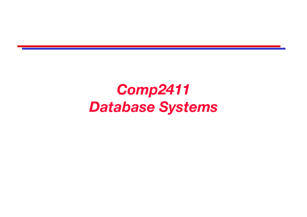 Data Base L1 - Lecture 1: Introduction to Database Systems - Studocu