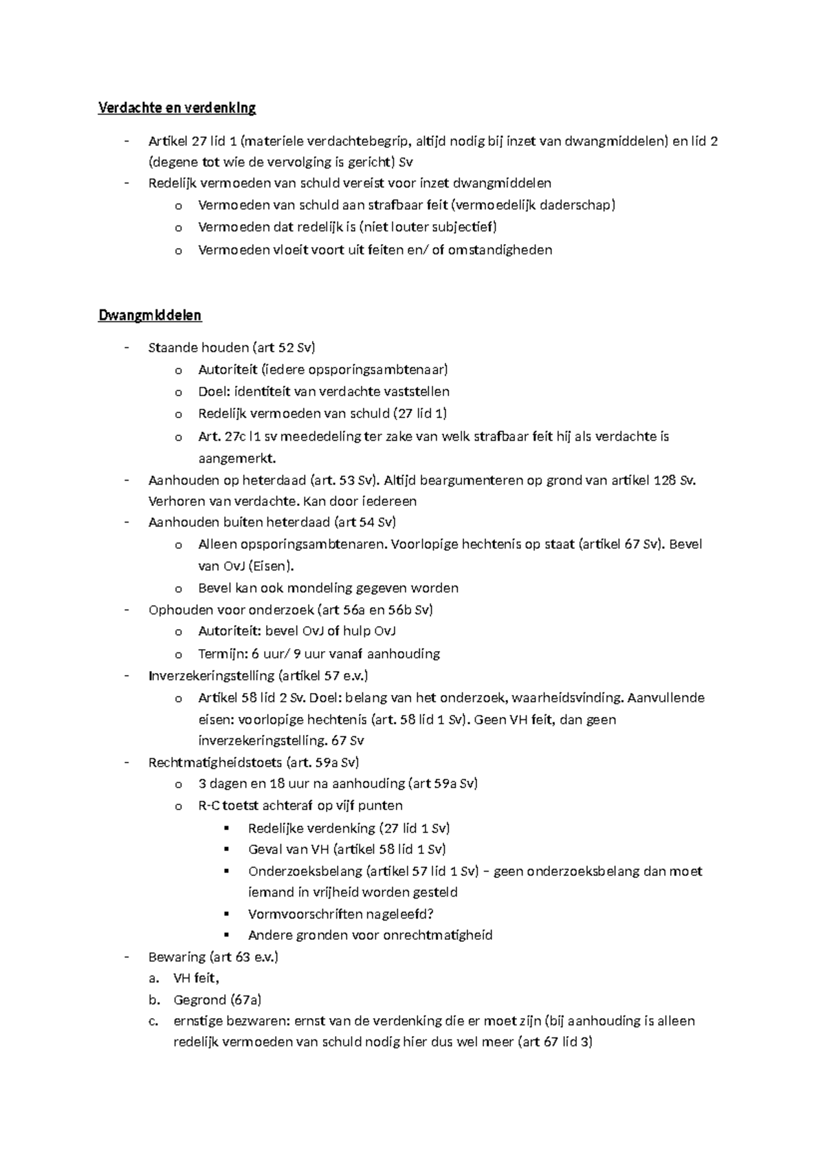 Stappenplan Strafrecht 3: Verdachte en Verdenking in Dwangmiddelen ...